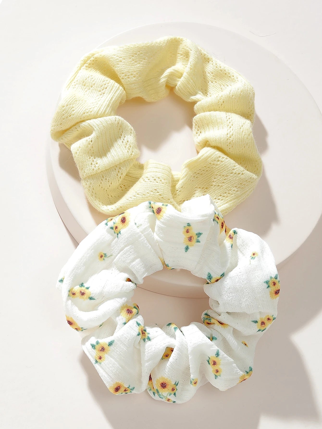 2 Stk Scrunchies - i Gul & Solsikke-print