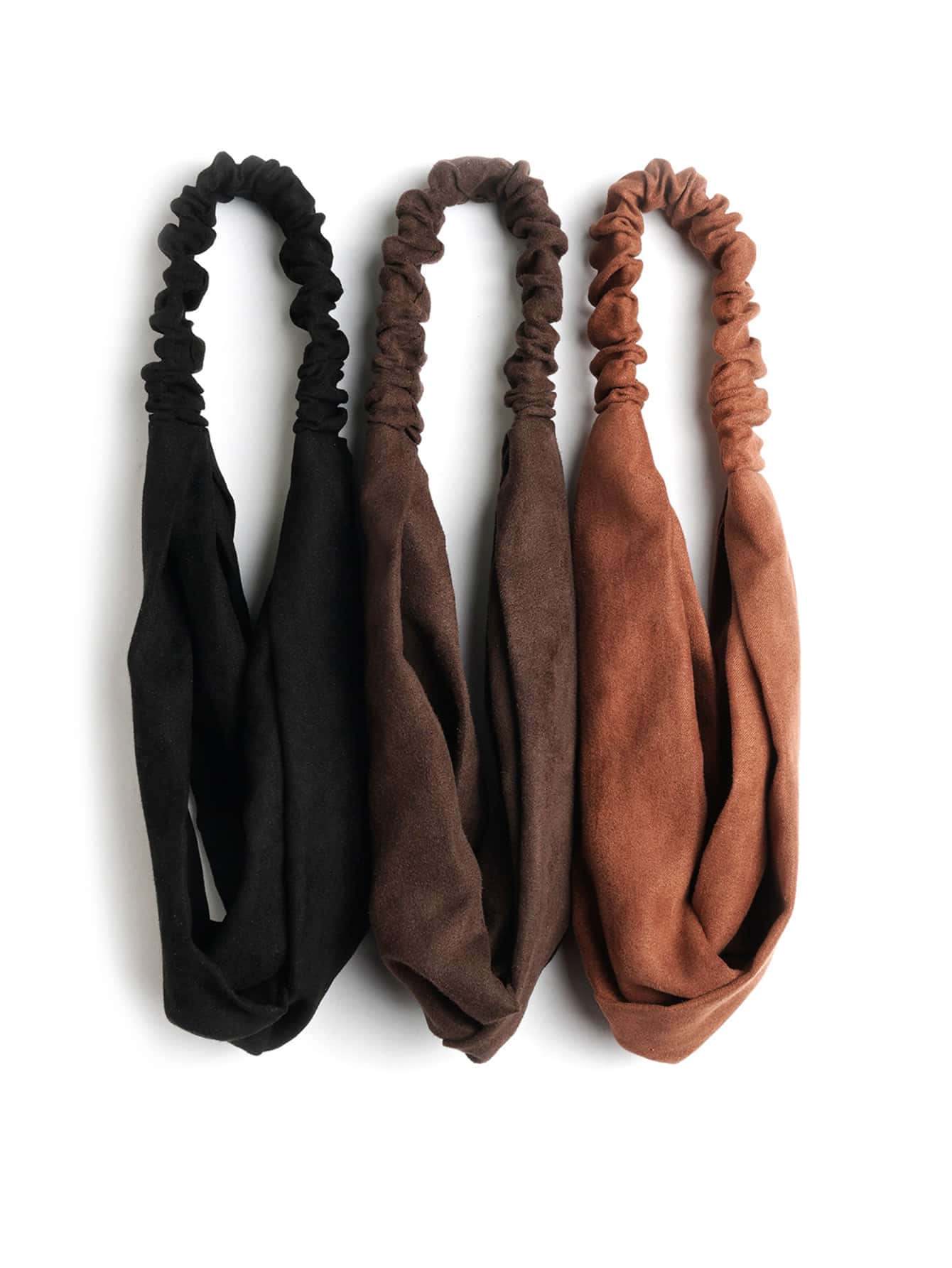 3 Stk Hårbånd med Snoning - i Sort & Brune Farver