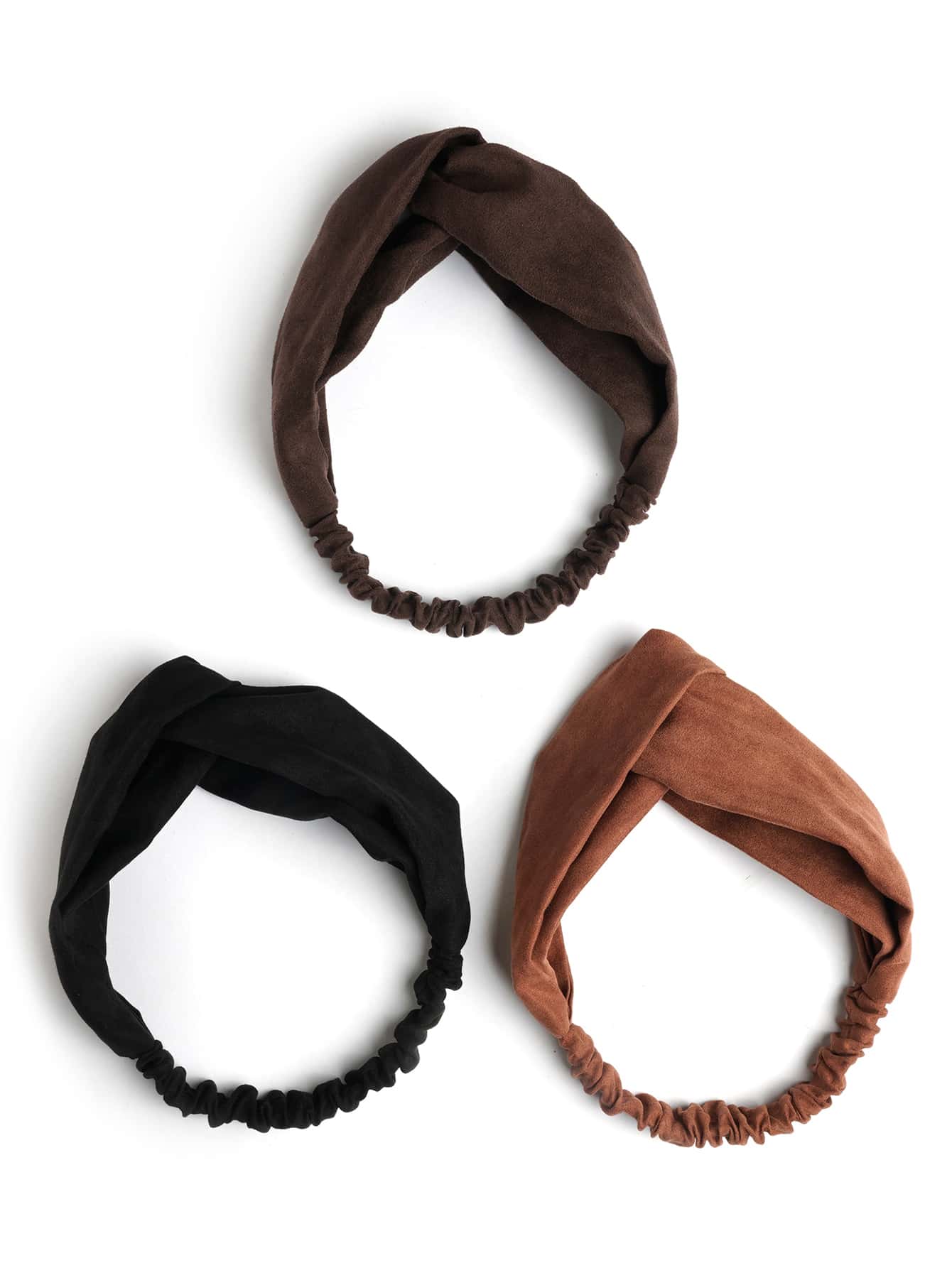 3 Stk Hårbånd med Snoning - i Sort & Brune Farver