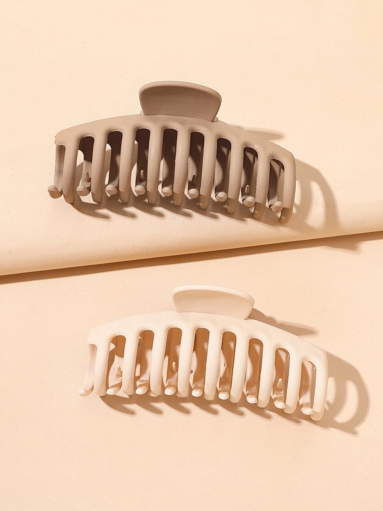 2 Large Hair Clips - in Cream & Beige