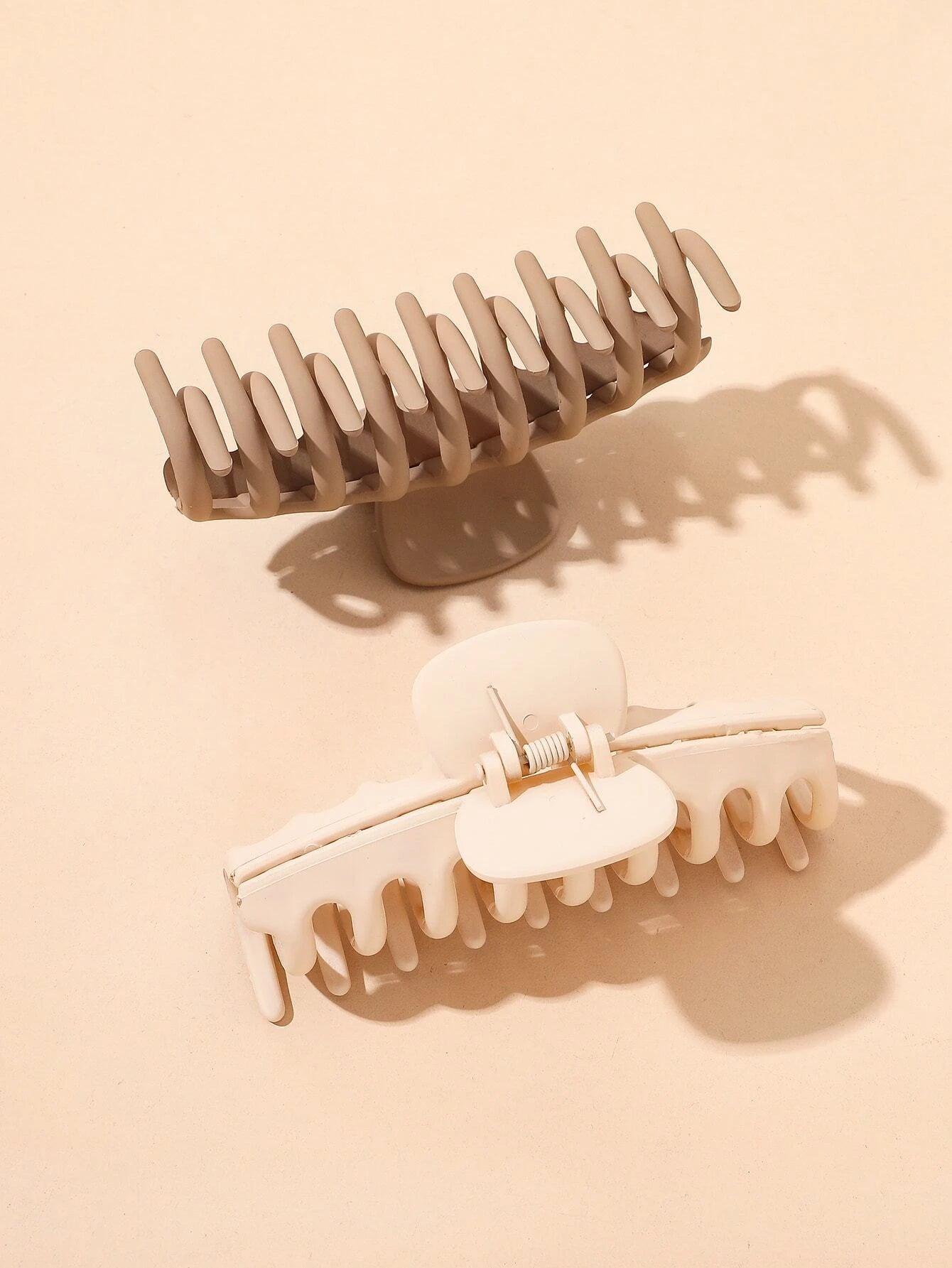 2 Large Hair Clips - in Cream & Beige