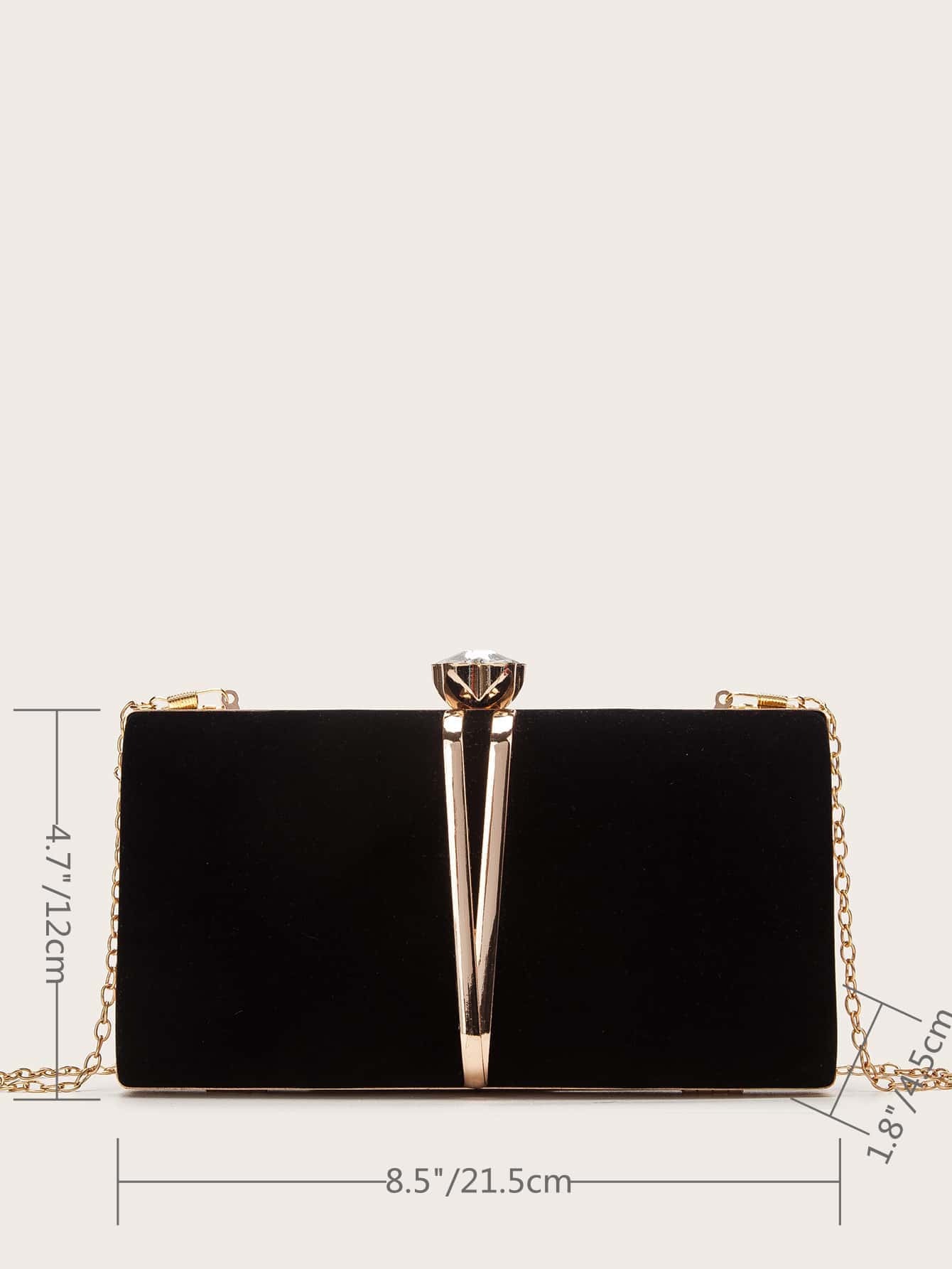 Sort Clutch Taske - Velour Hardcase med Gylden Rammelås