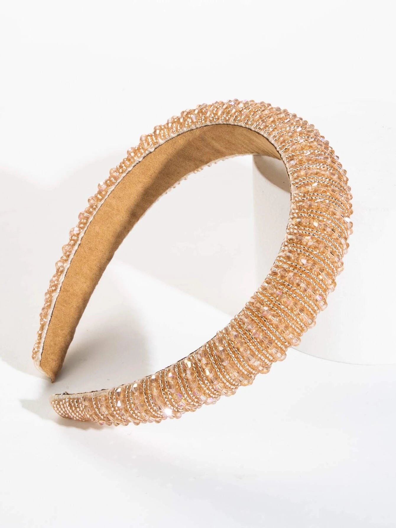 Beautiful Padded Hairband with Pearls - in Gold