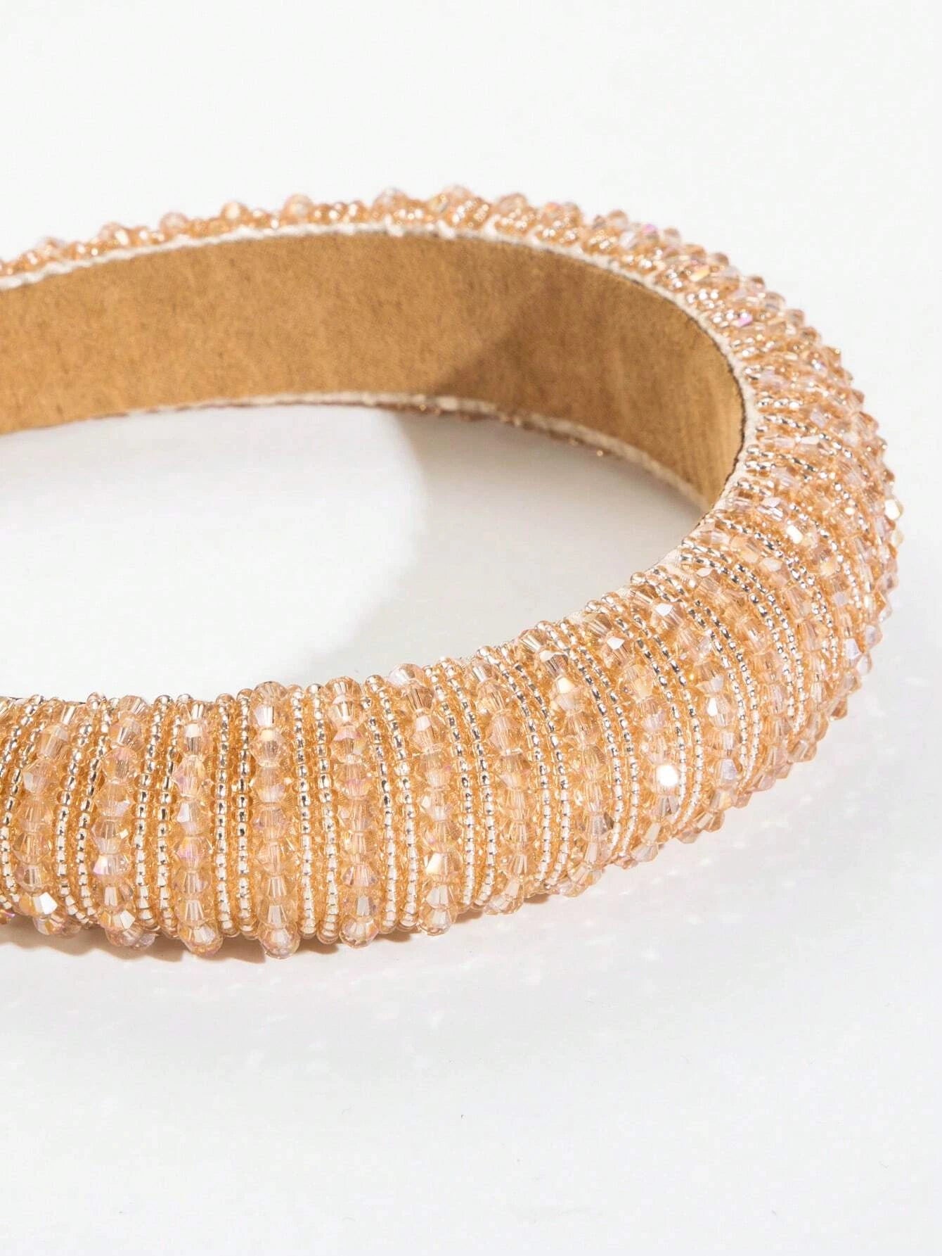 Beautiful Padded Hairband with Pearls - in Gold