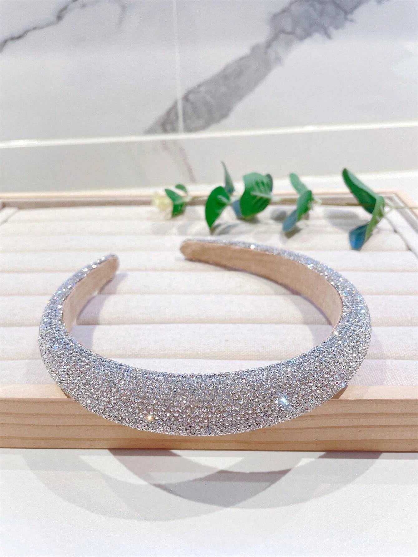 Hårbøjle med Rhinestone Perler & Glans - Let Polstret