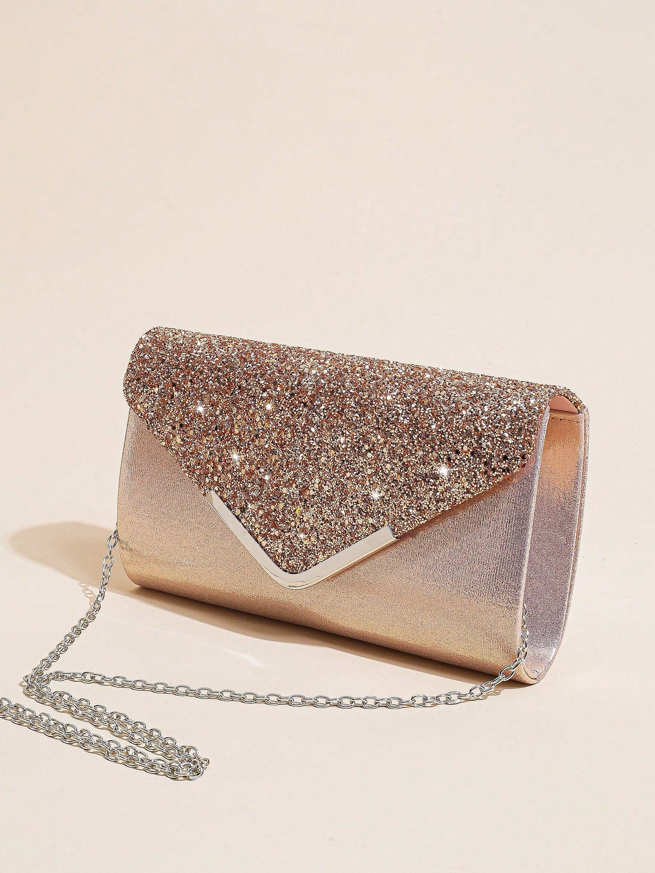 Rosaguld Clutch med Glitter