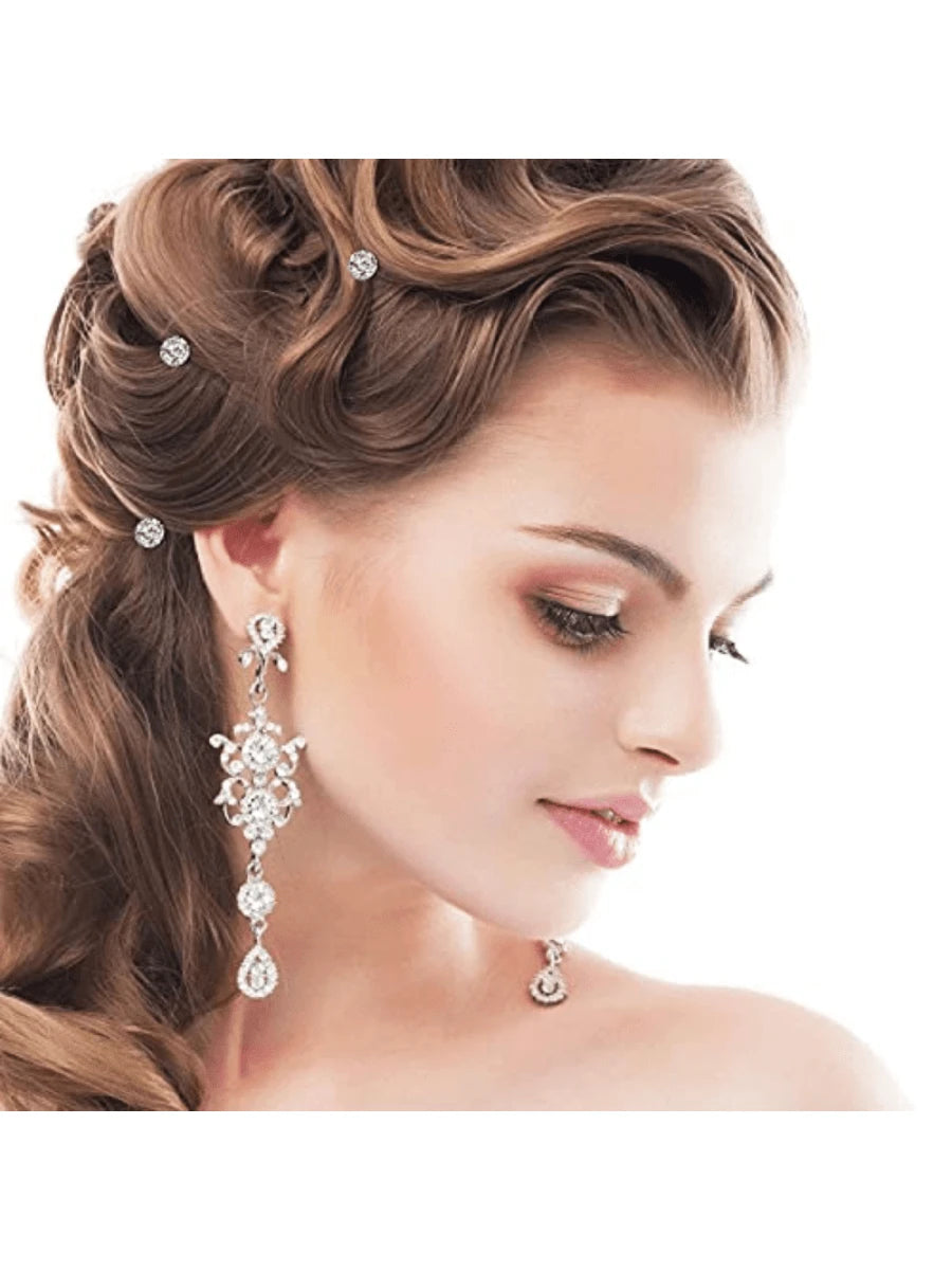 12 Hair Spirals with Clear Crystal Beads