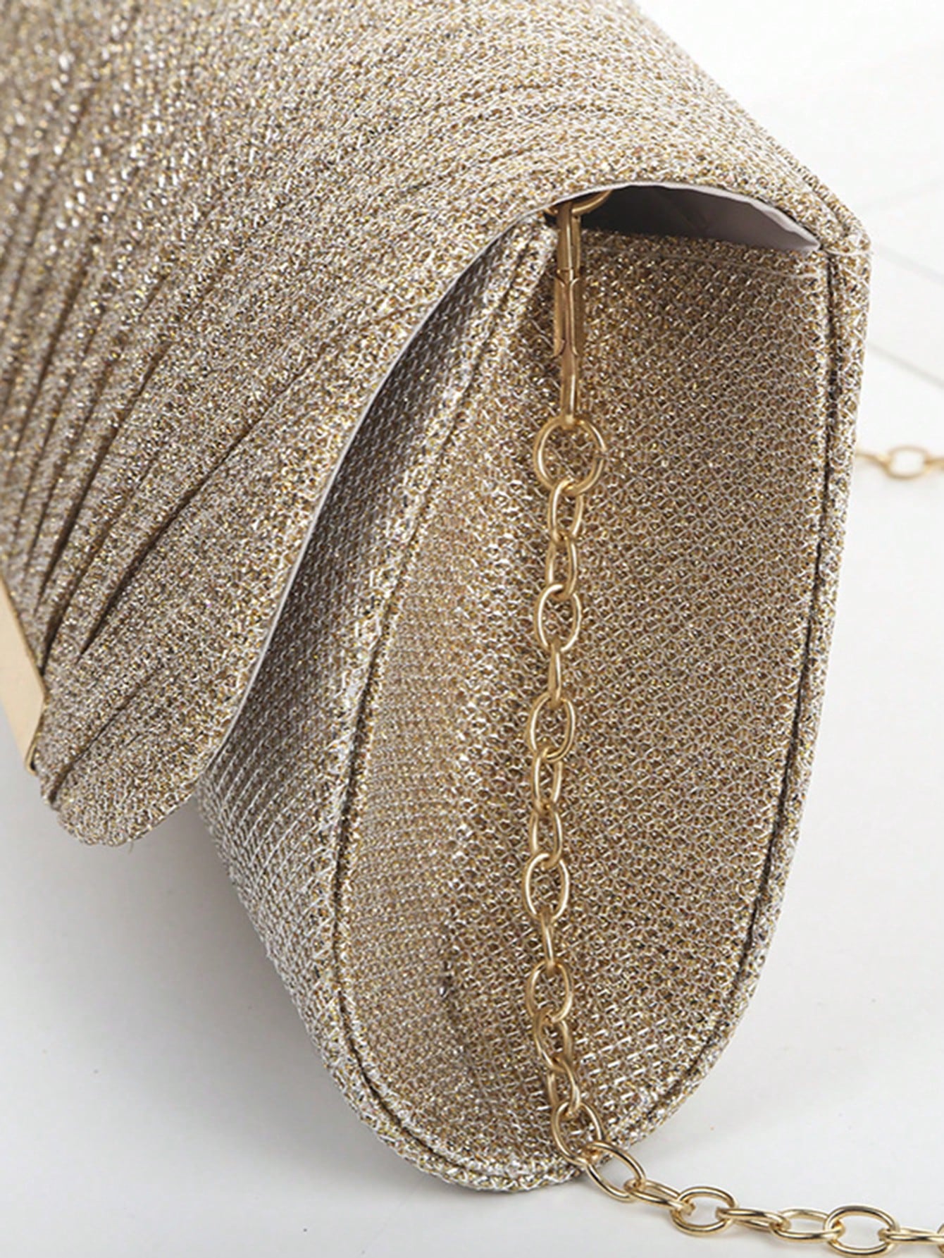 Clutch Taske i Champagne med Glitter