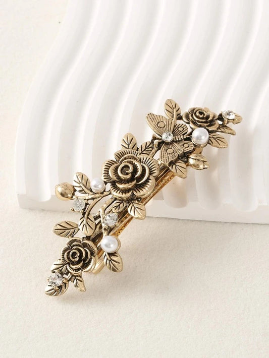 Gyldent PatentspĂŠnde med Roser, Sommerfugl & Perler