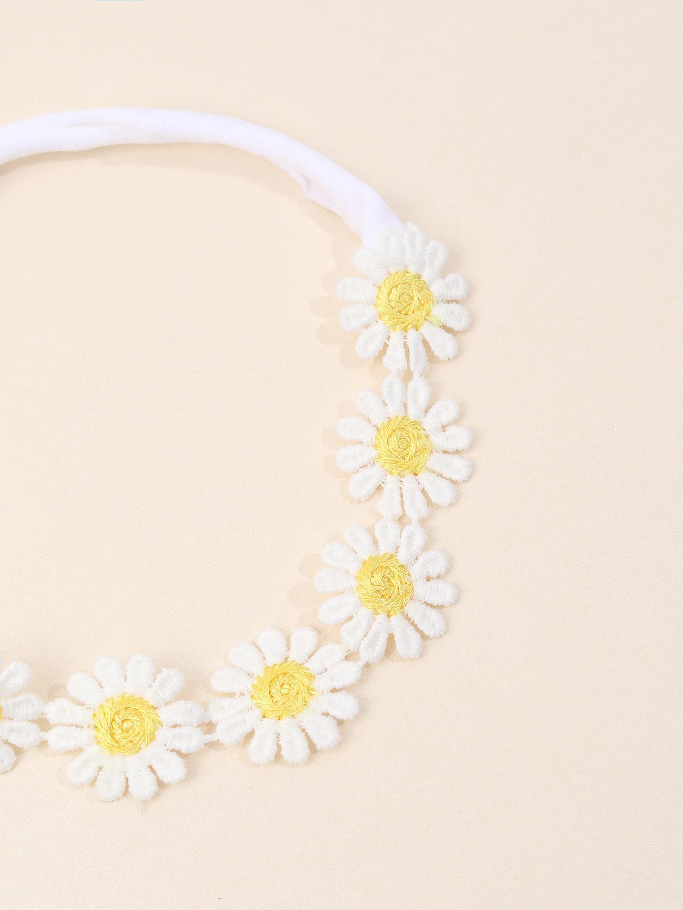 Baby Hårbånd med Hvide Marguerit Blomster