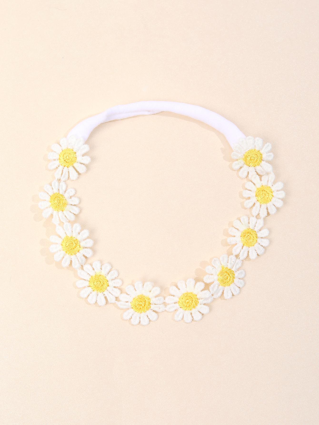 Baby Hårbånd med Hvide Marguerit Blomster