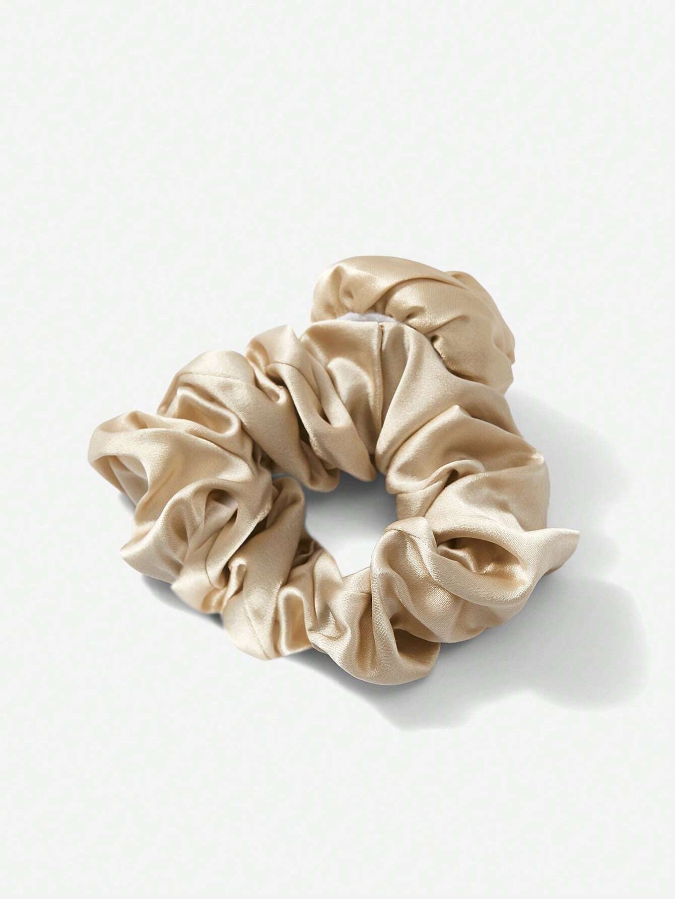 Gylden Satin-Scrunchie Hårelastik med Rose