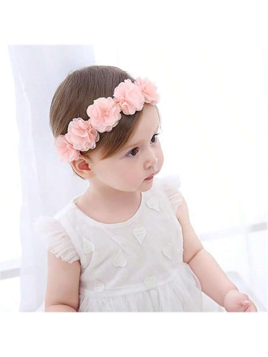 Baby Hårbånd med Lyserøde Blomster
