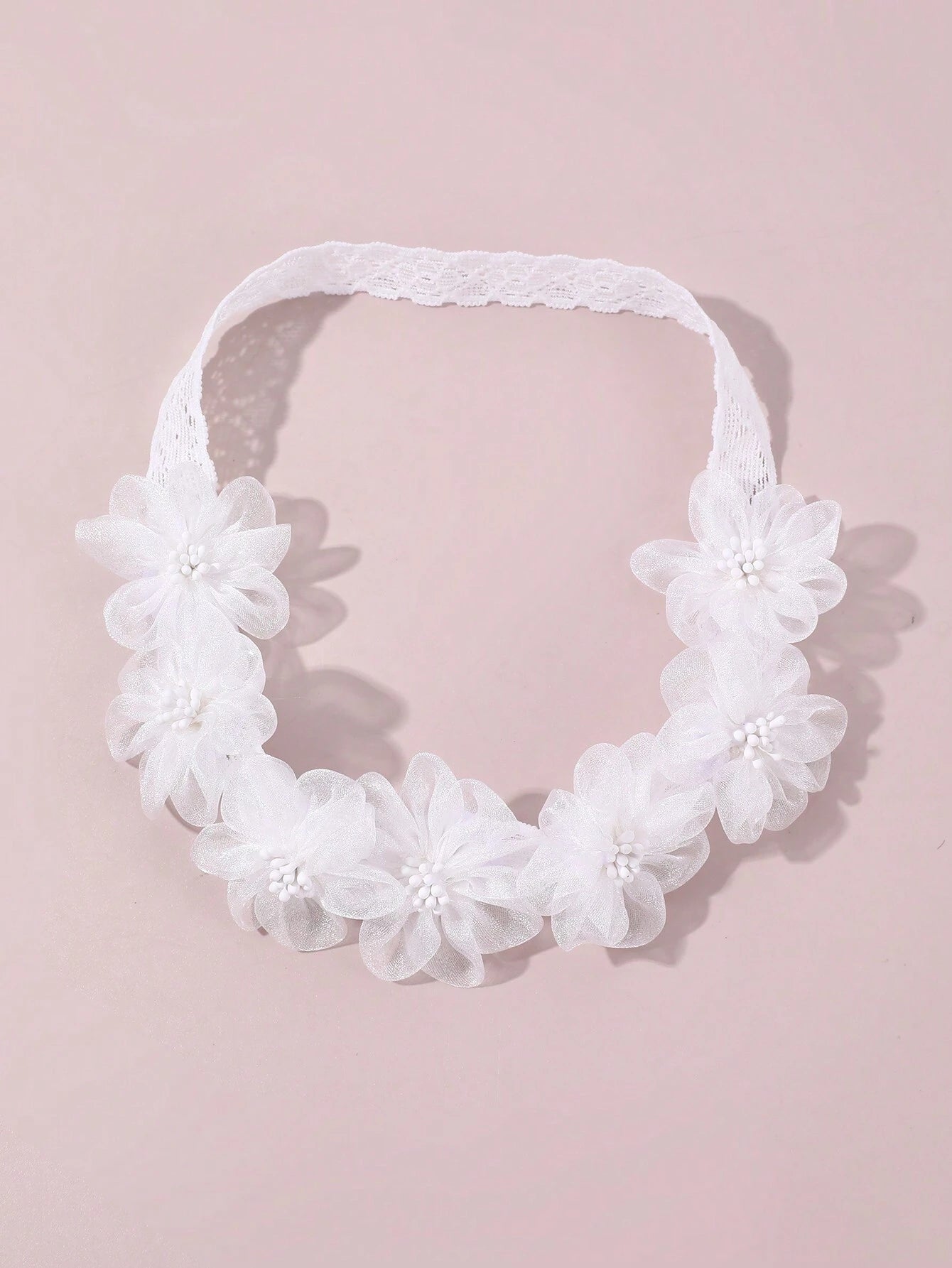 Hvidt Blonde Hårbånd med Satin-Blomster