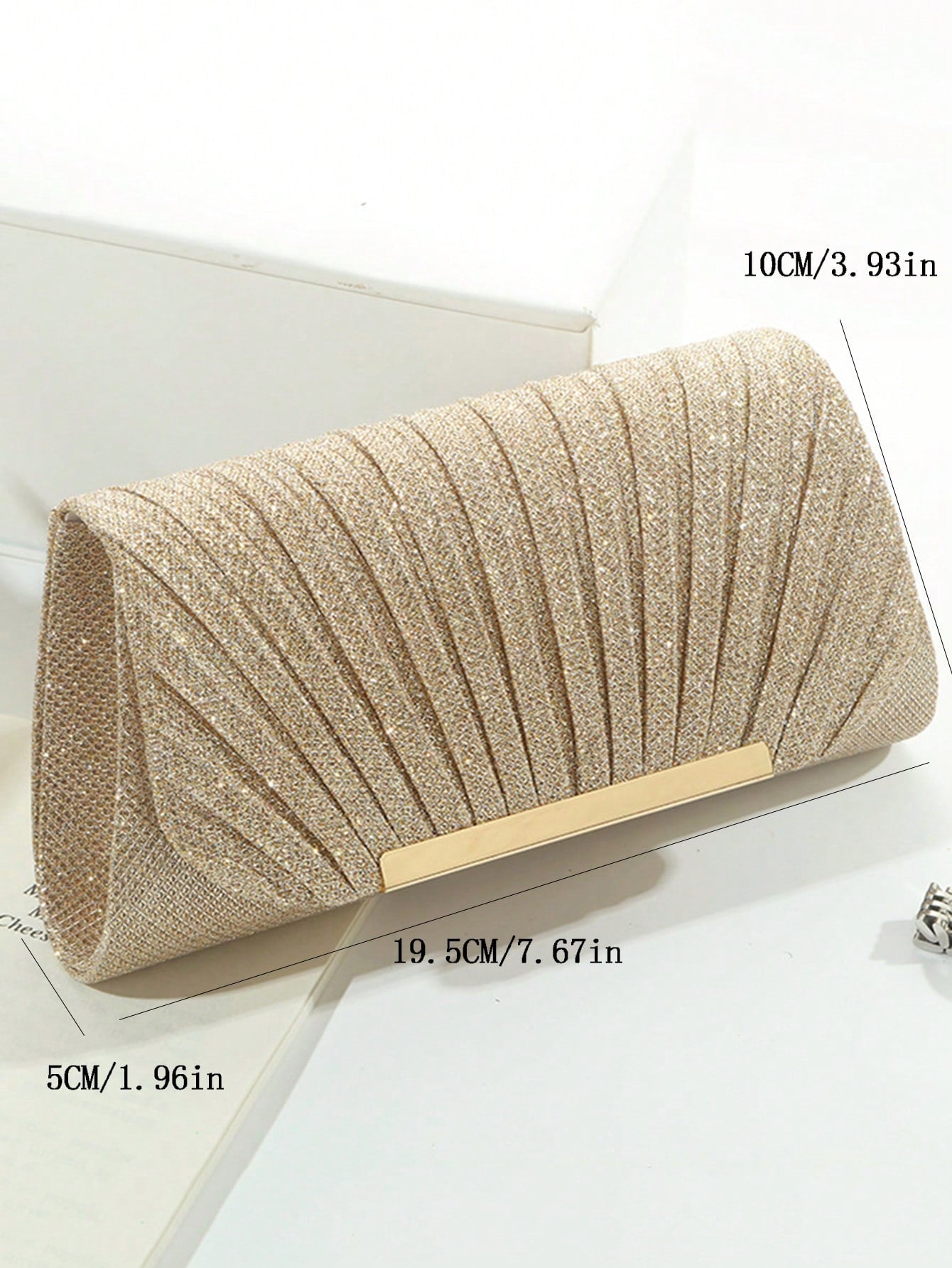 Clutch Taske i Champagne med Glitter