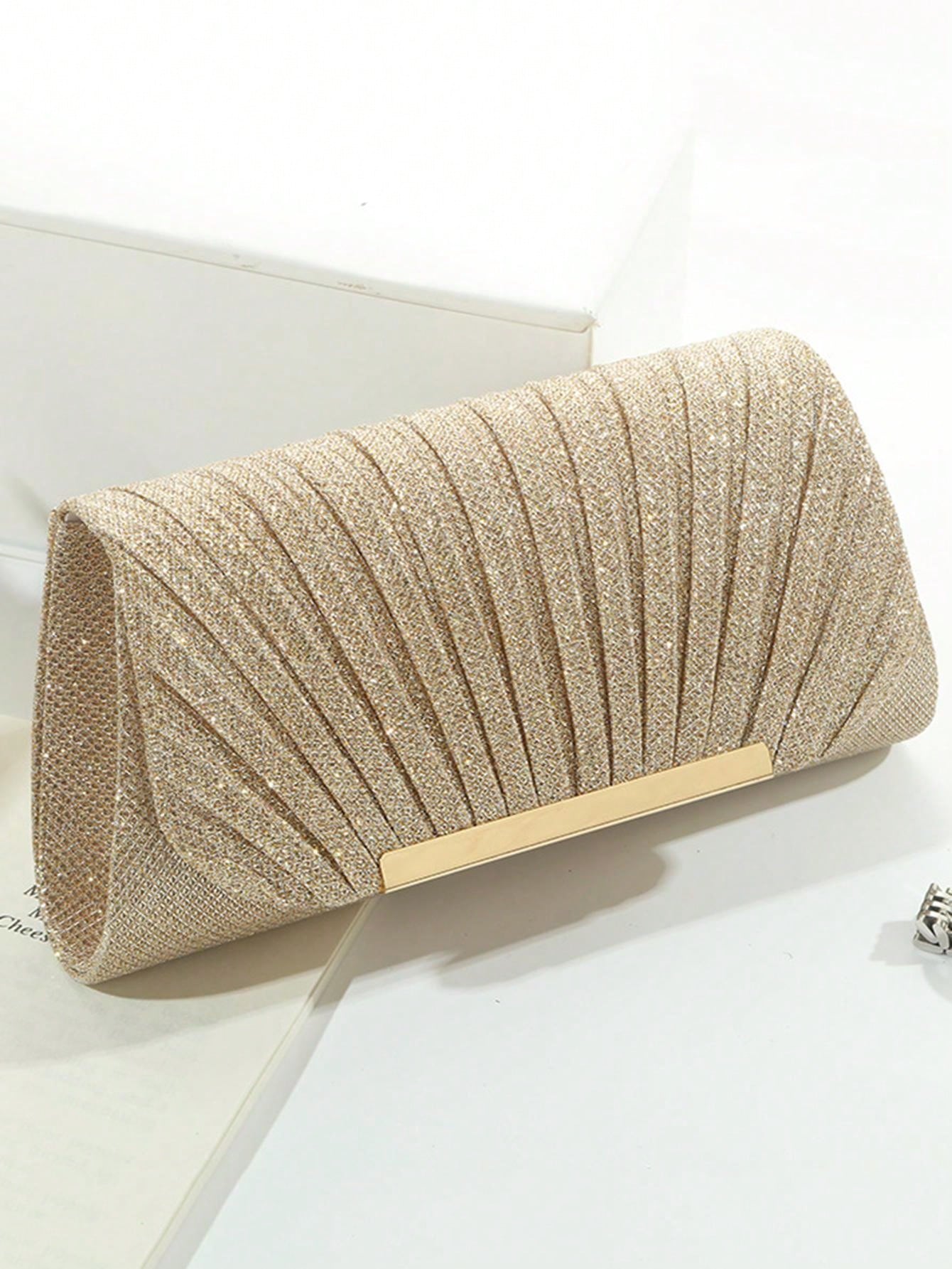 Clutch Taske i Champagne med Glitter