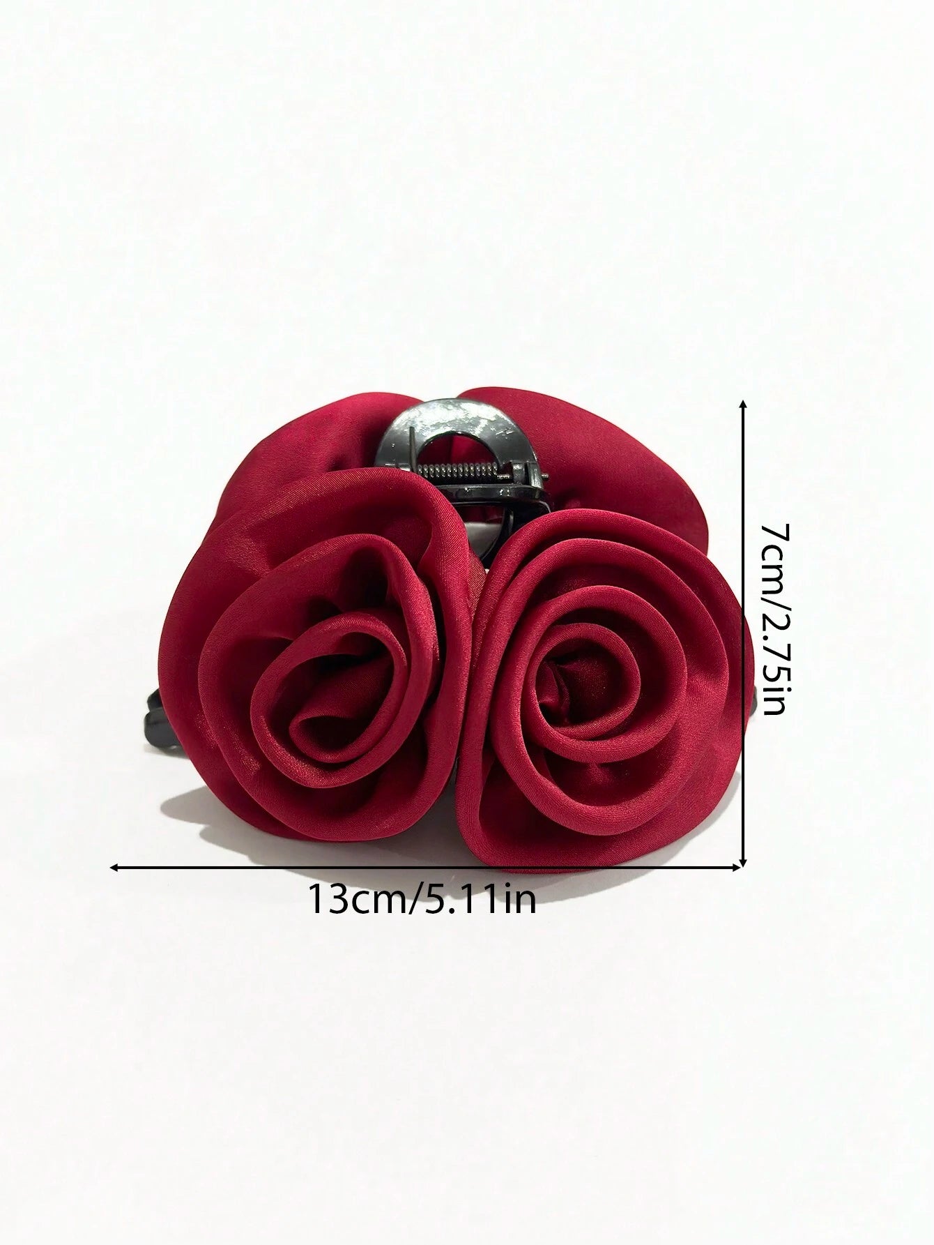 Hårklemme med Satin Roser - i Rød