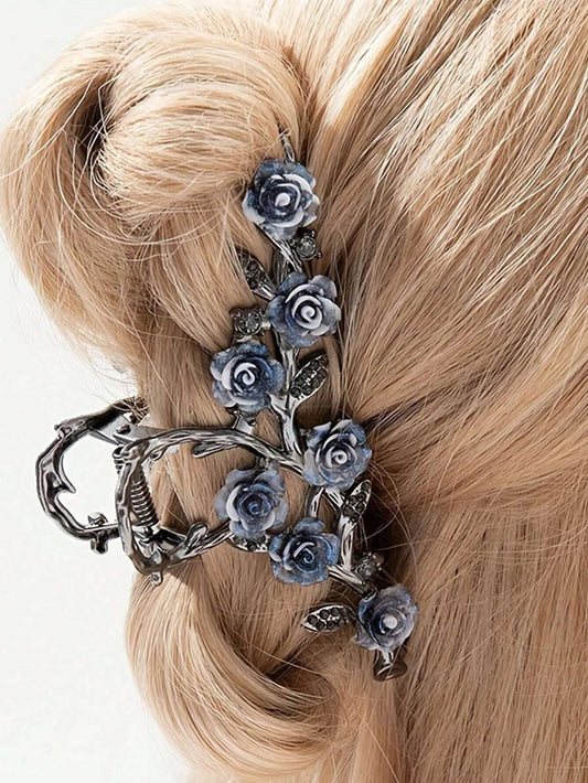 Sølv Hårklemme med Roser & Perler