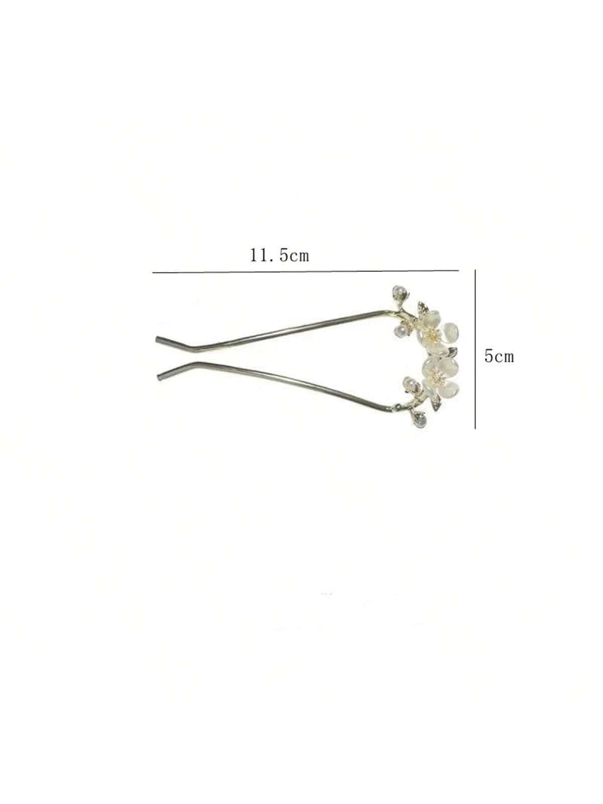 Fransk hårnål - i Guld med Hvide Blomster Perler