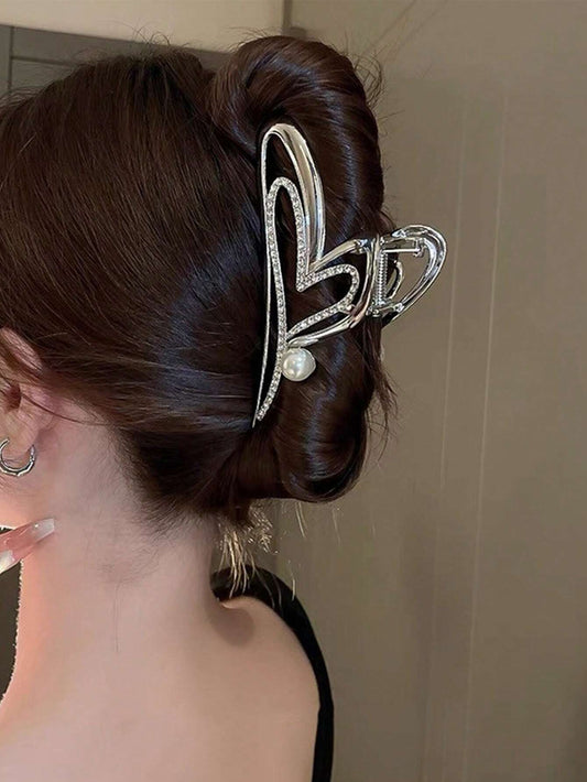 SÞlv HÄrklemme i Hjerte Design med Perler