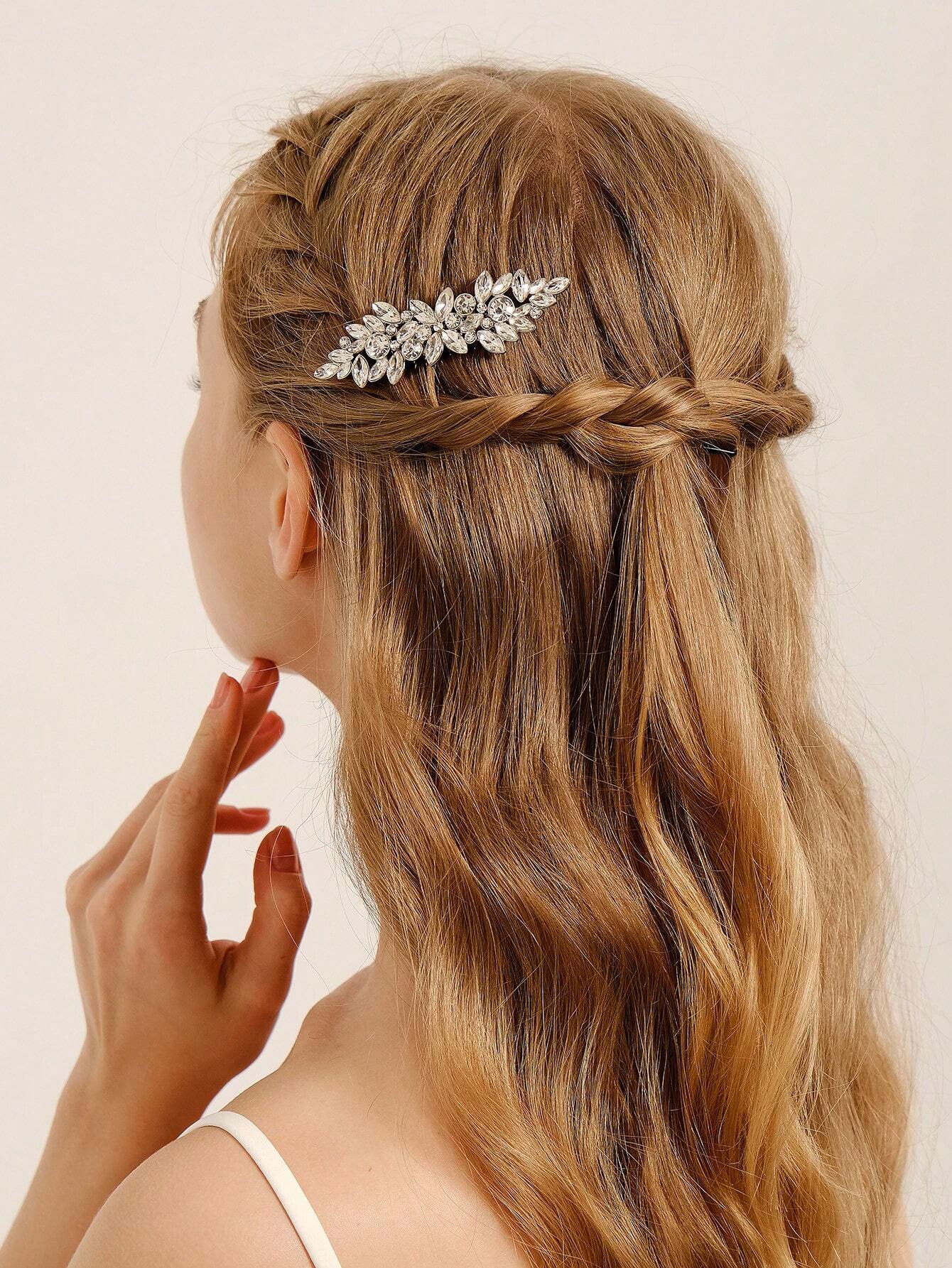 Smukt Hårsmykke - Sølv Kam med Krystalperler