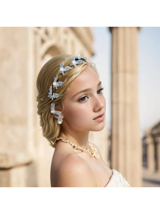 3 Stk SÞlv HÄrnÄle med Sommerfugle og Perler