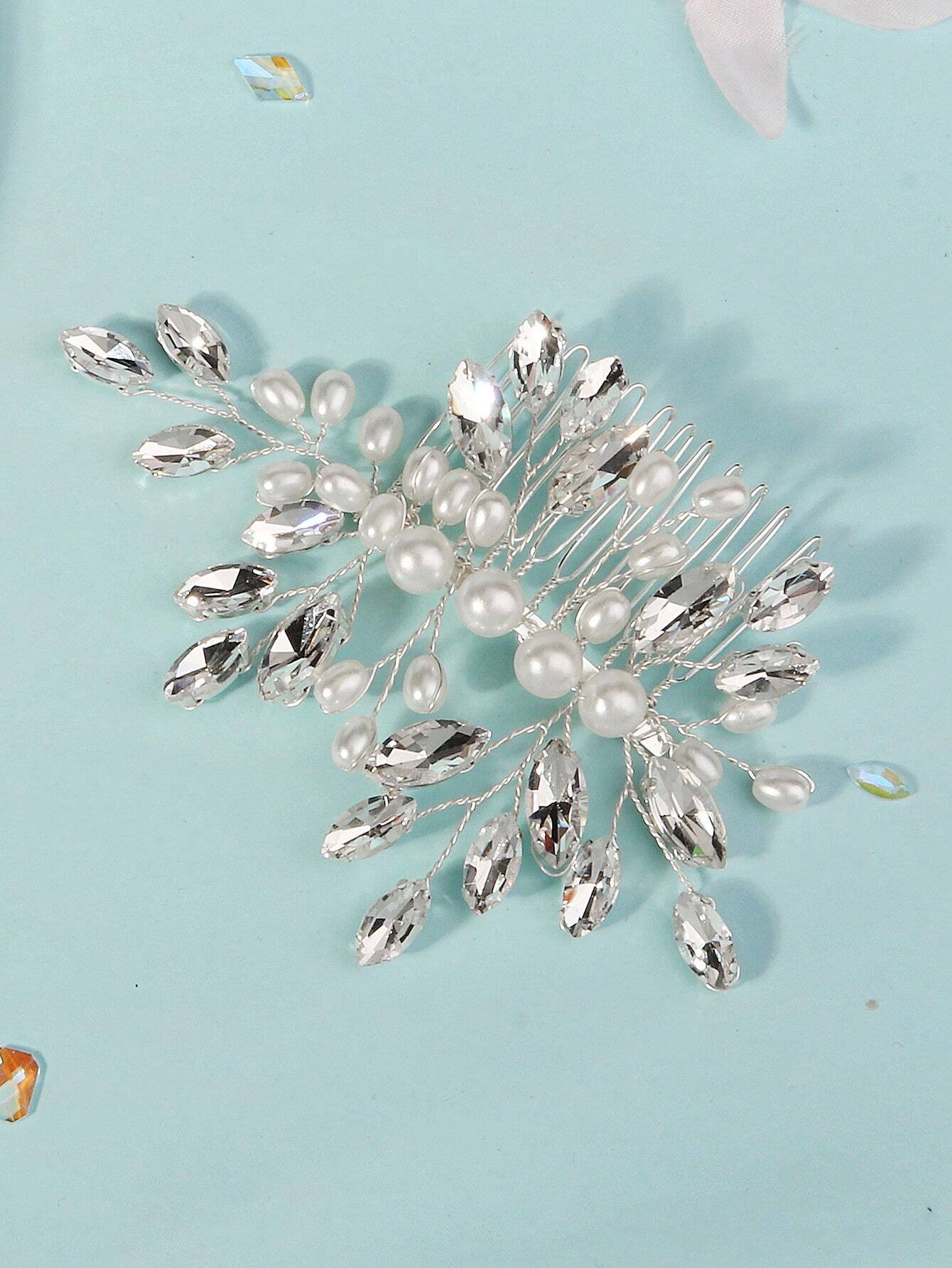 Hårsmykke med Hvide Perler & Krystalperler