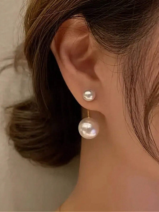 Gyldne Ăreringe med Hvide Perler