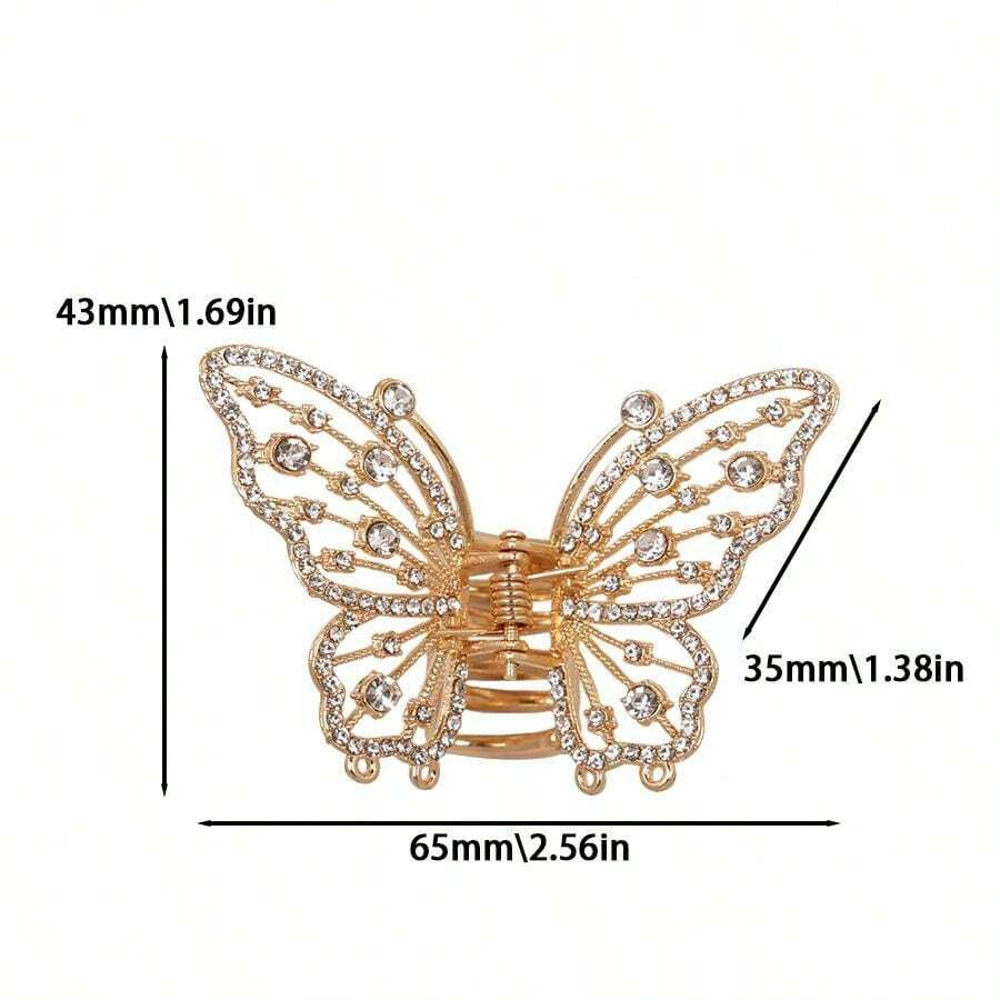 Gylden Sommerfugl Hårklemme med Klare Perler