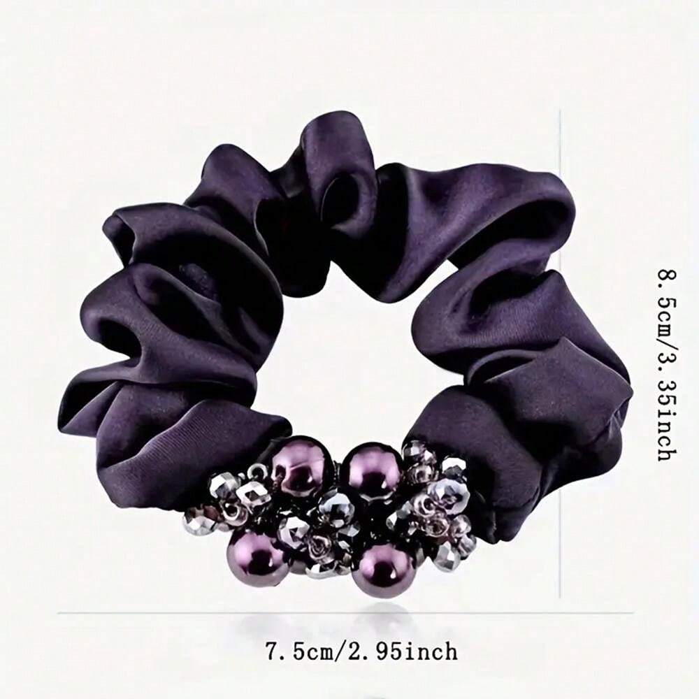 Sort Scrunchie Hårelastik med Perler