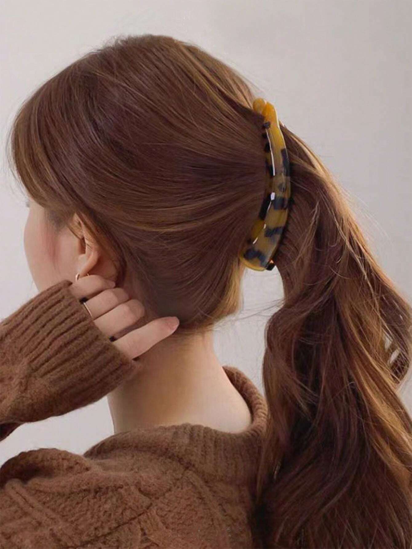 2 Banana Hair Clips - in Brown Colors with Leopard Print
