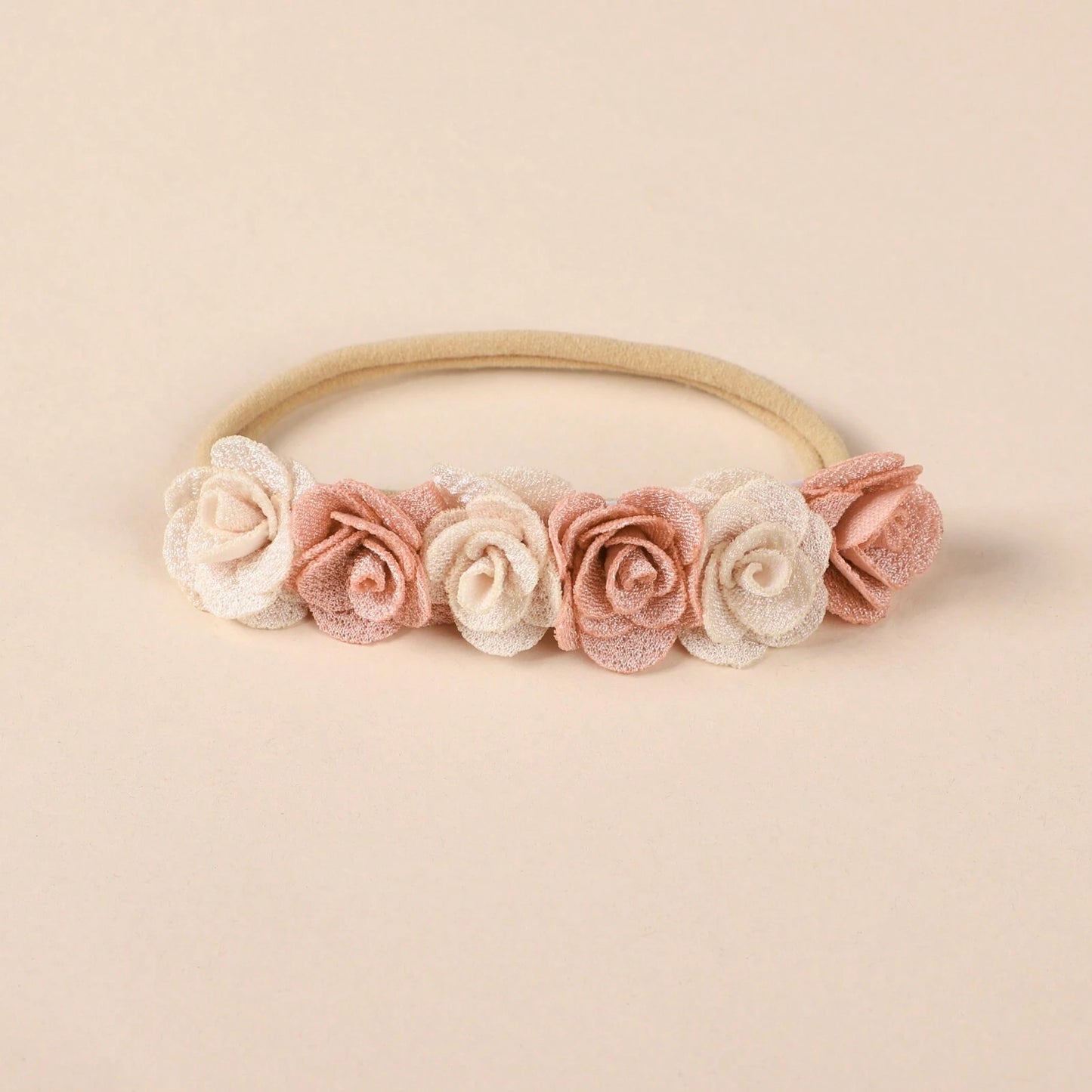 3 Baby Hårbånd med Blomster - i Hvid & Lyserød