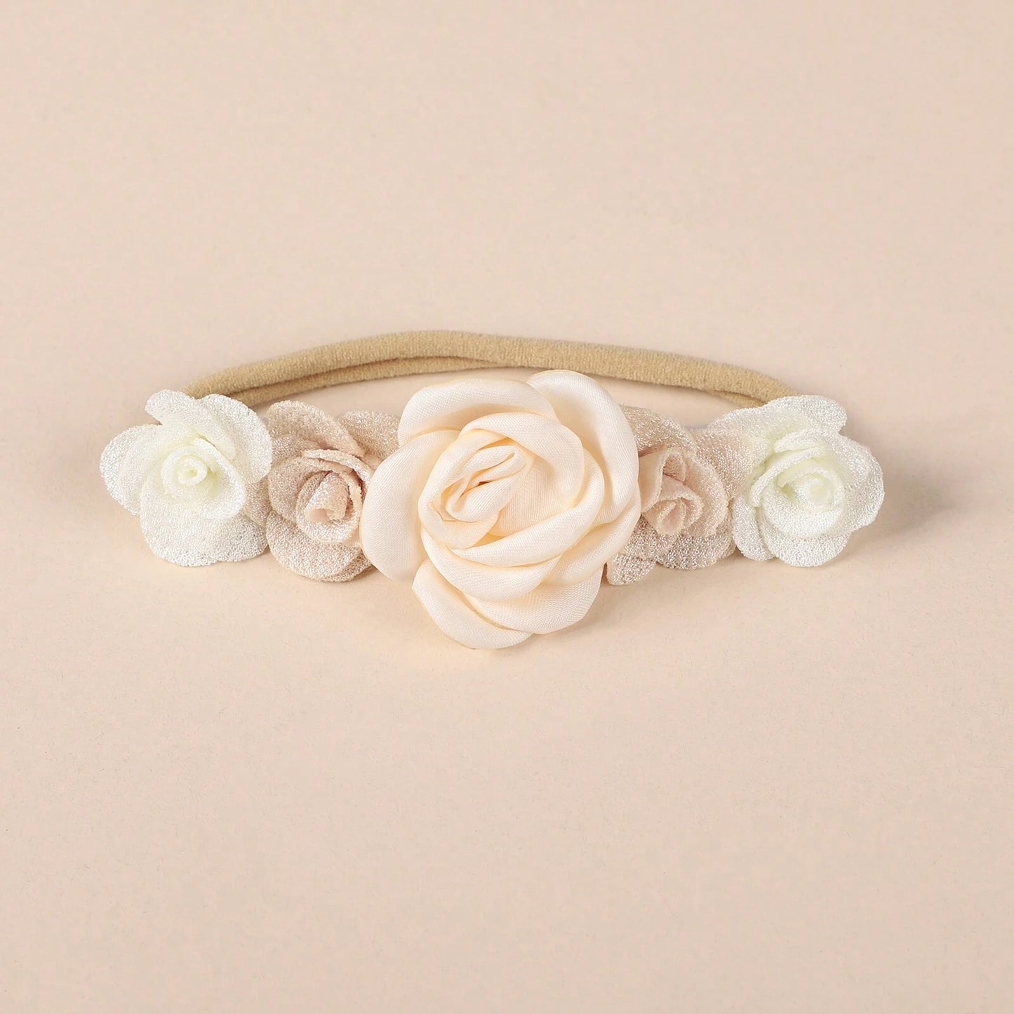 3 Baby Hårbånd med Blomster - i Hvid & Lyserød