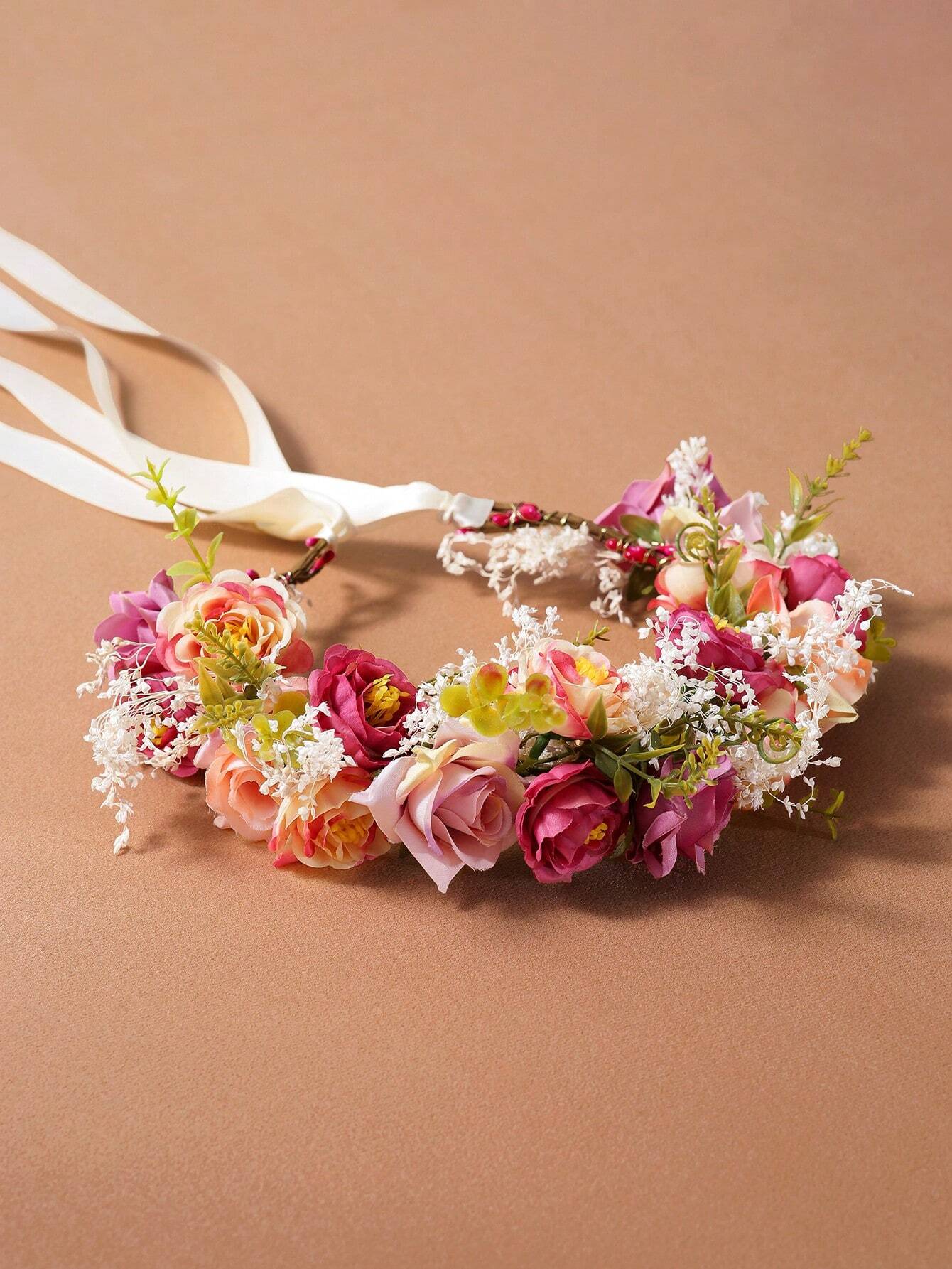 Rund Blomsterkrans i Lyserød & Lilla Farver
