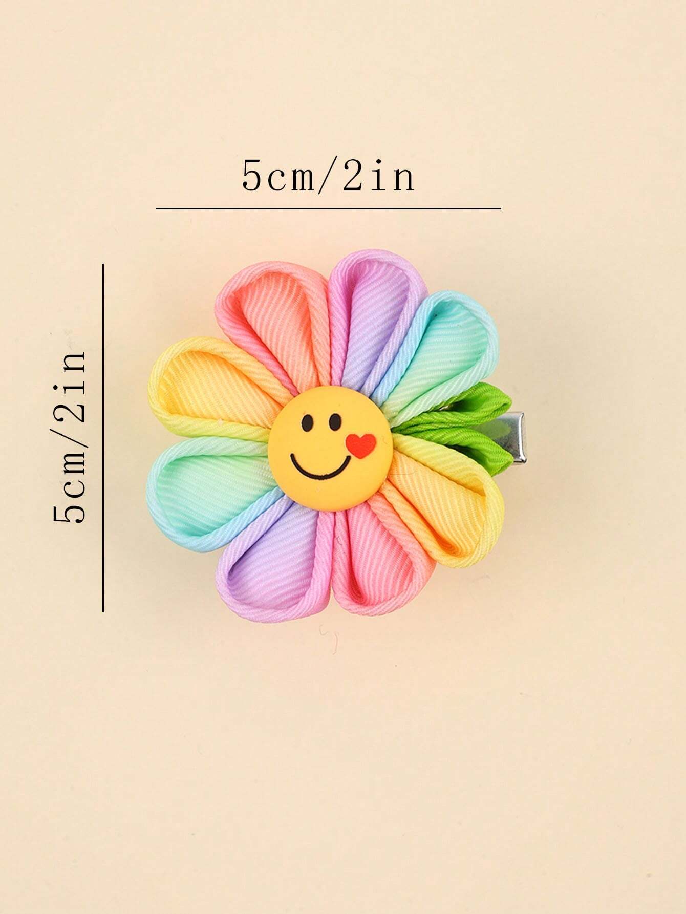 2 Hårklemmer med Blomst i Fine Farver & Glad Smiley