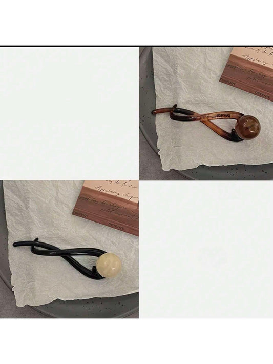 2 HÄrklemmer - i Sort & Brun med Perle