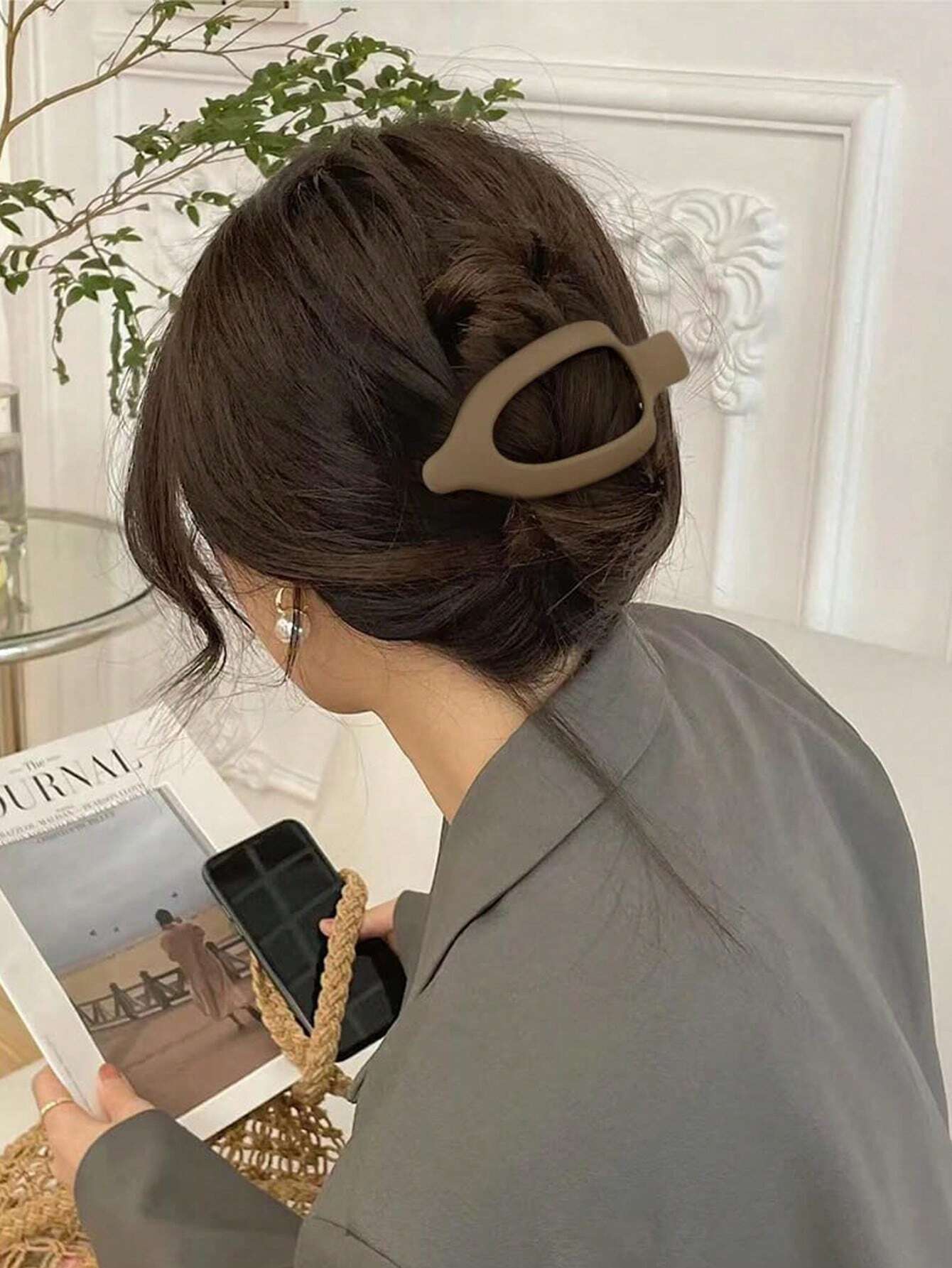 3 Store Hårklemmer - i Brun & Beige Farver