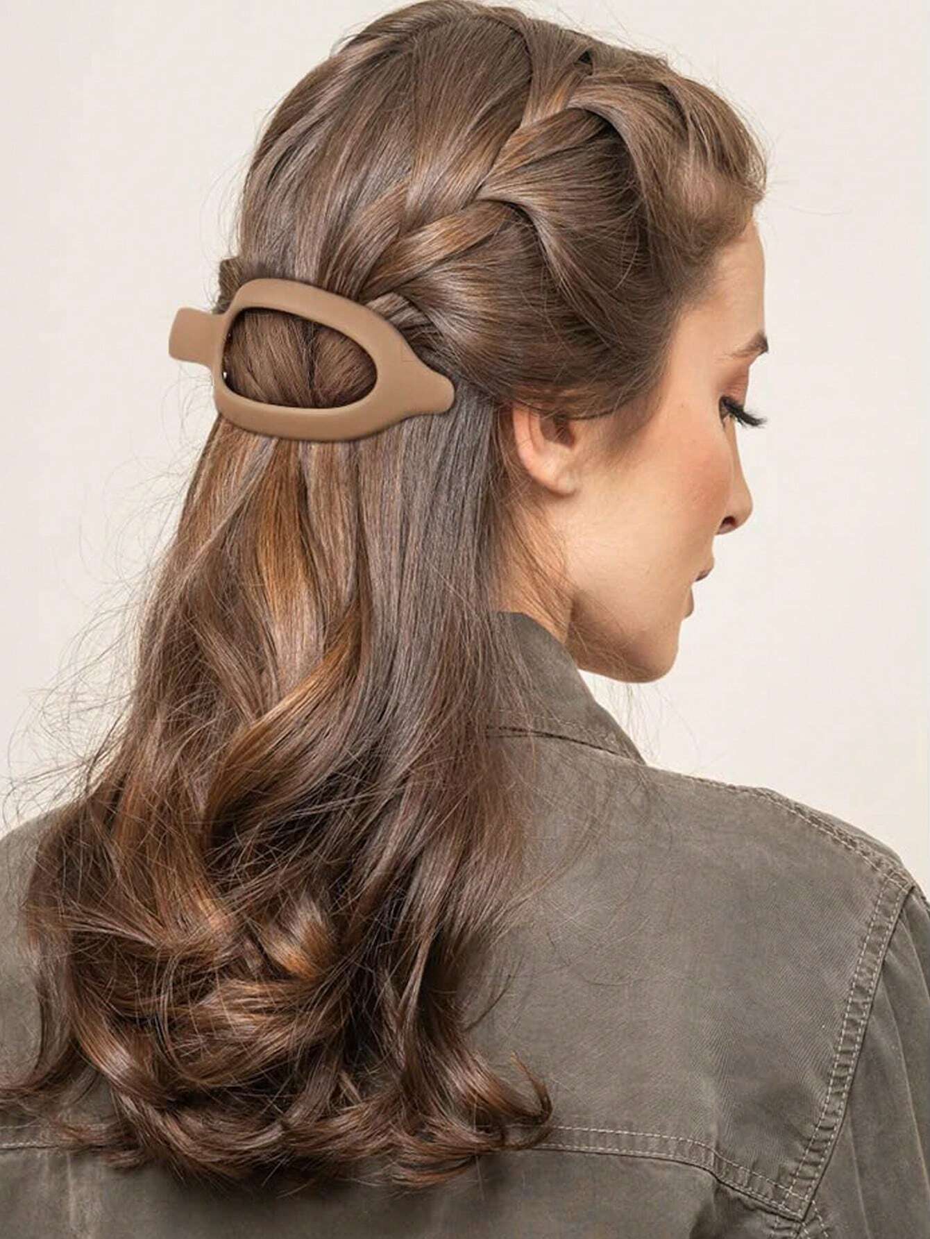 3 Store Hårklemmer - i Brun & Beige Farver