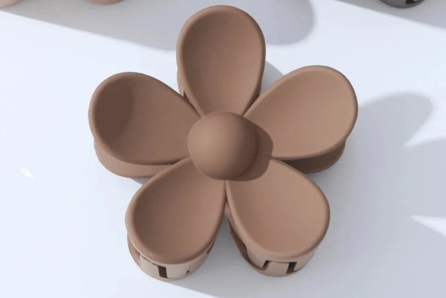 Hårklemme i Blomster-Design - i Lys Brun