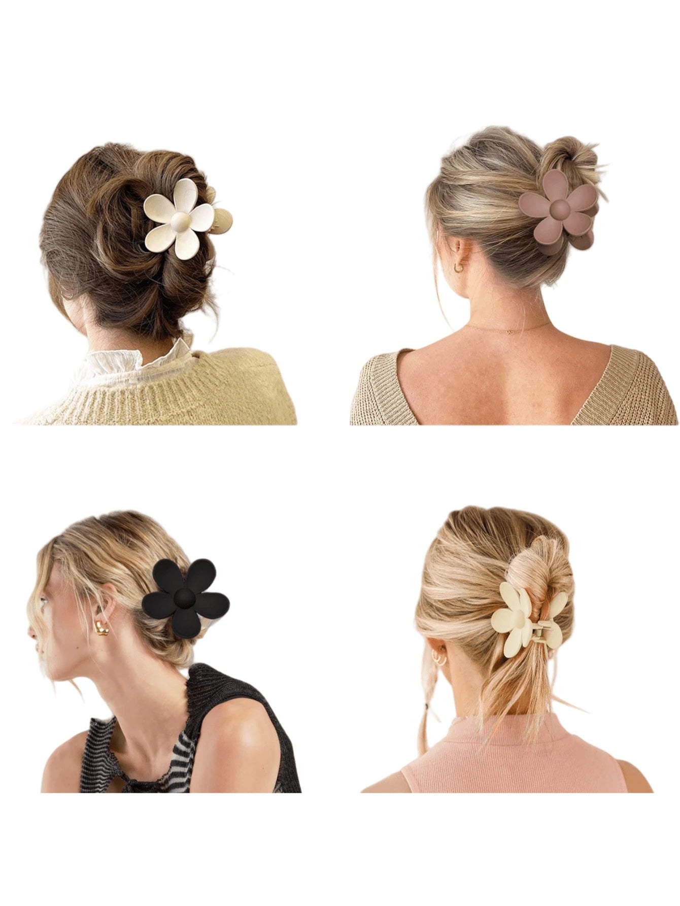 Hair Clip in Floral Design - in Grey