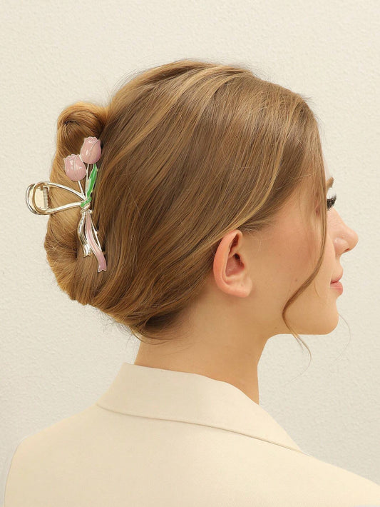 Gylden HÄrklemme med LyserÞde Tulipaner