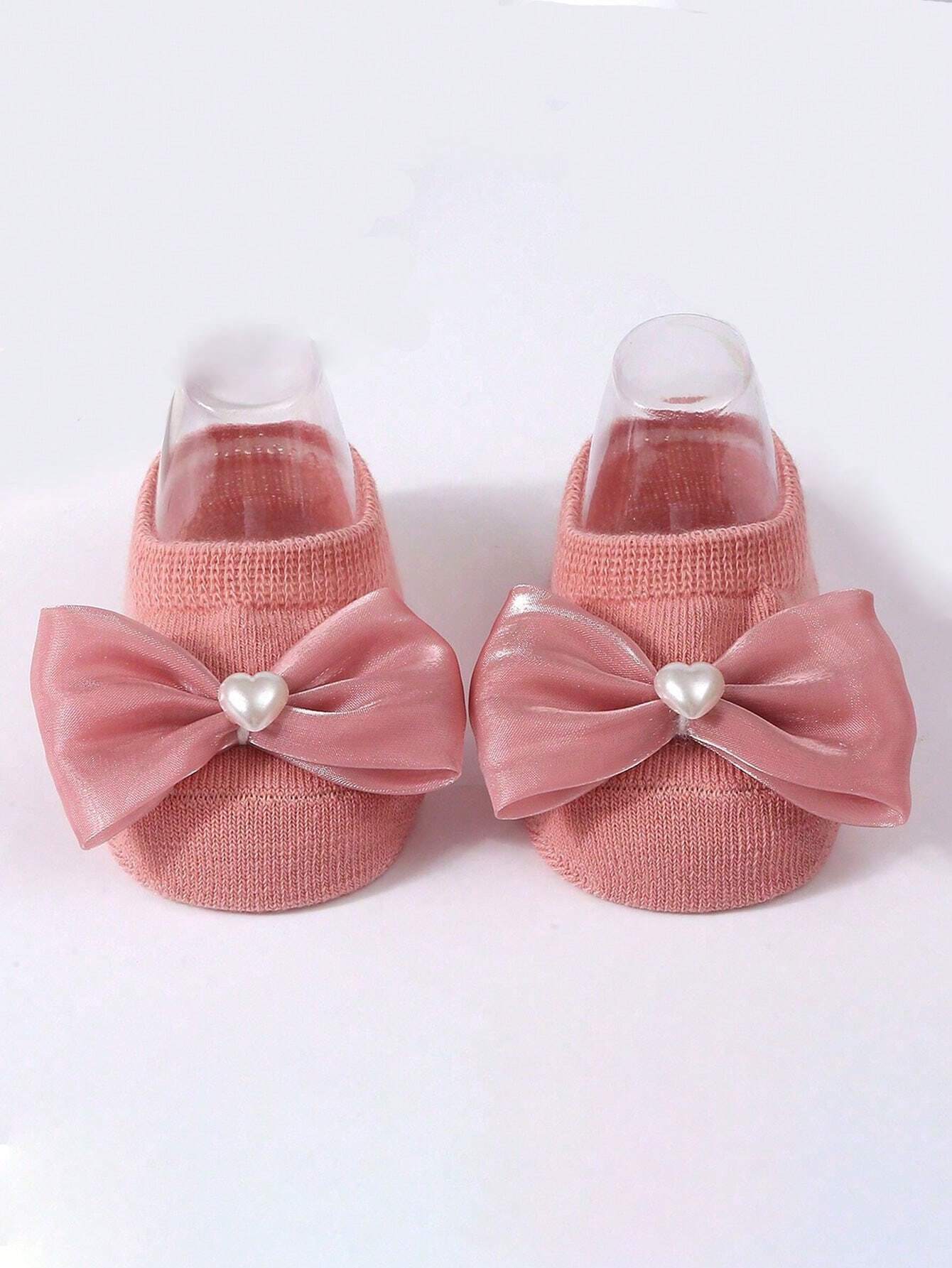Sæt - Baby Hårbånd og Sokker med Sløjfer - i Rosa