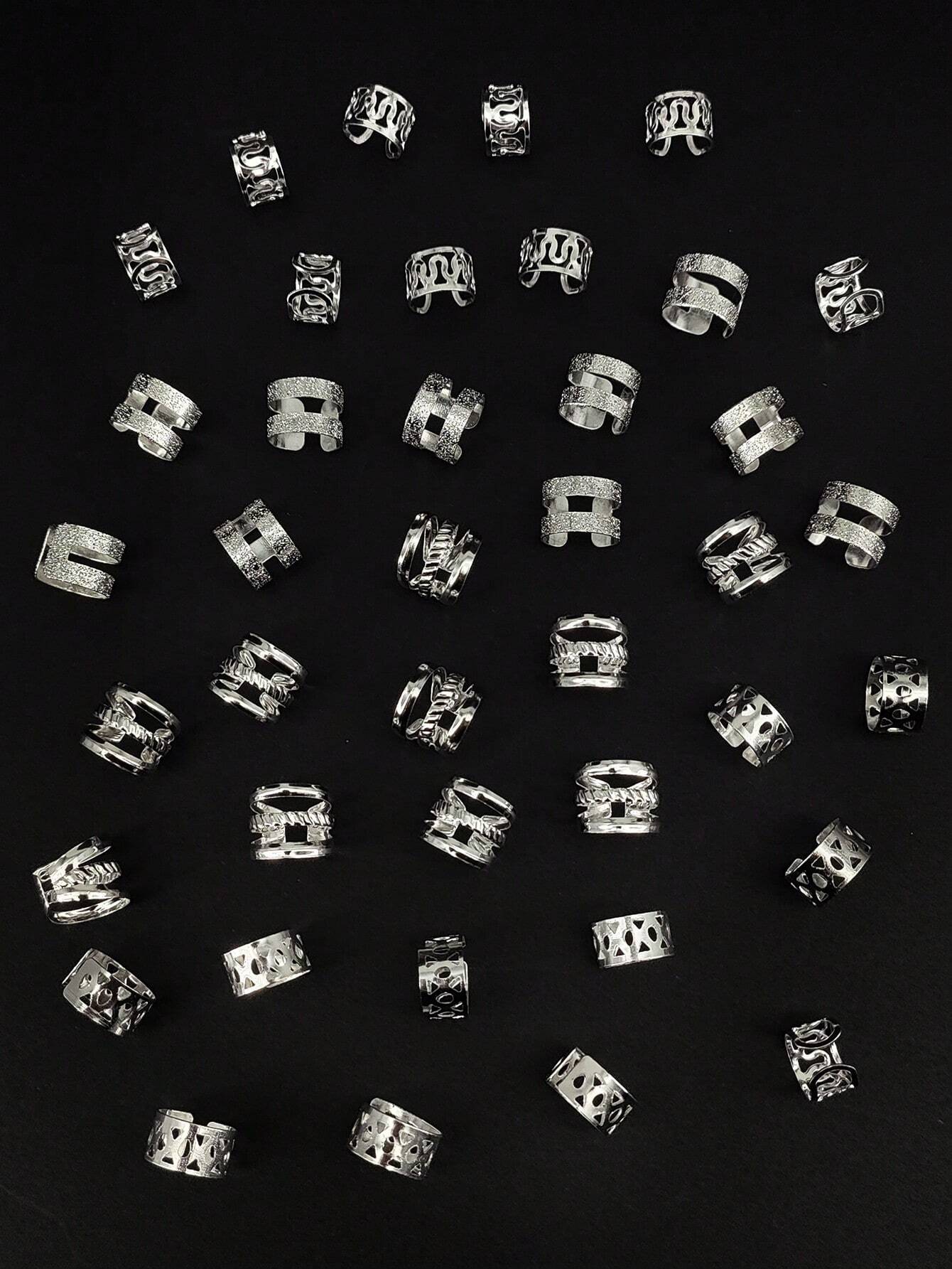 40 Sølv Metal Hårringe - Hårperler