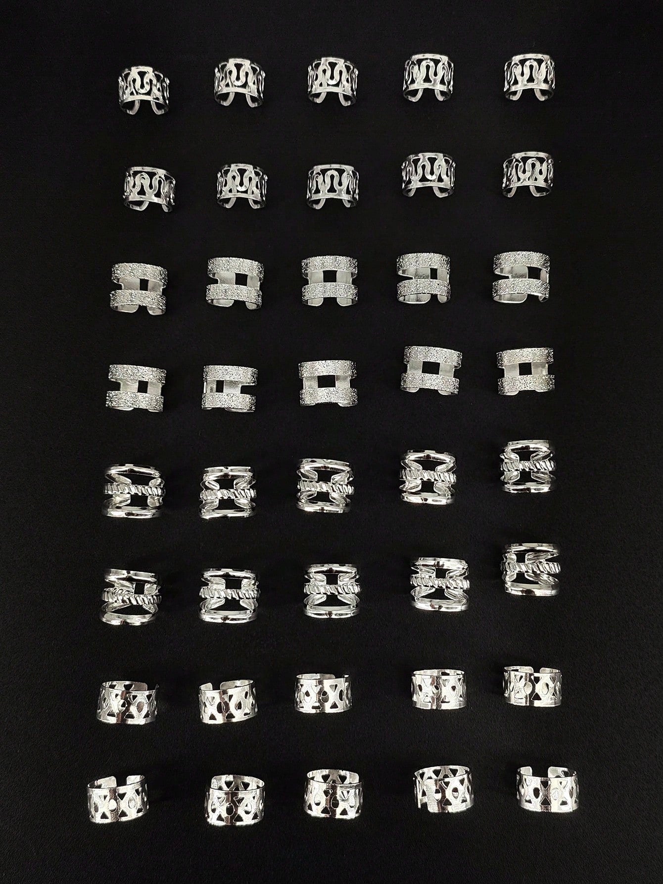 40 Sølv Metal Hårringe - Hårperler