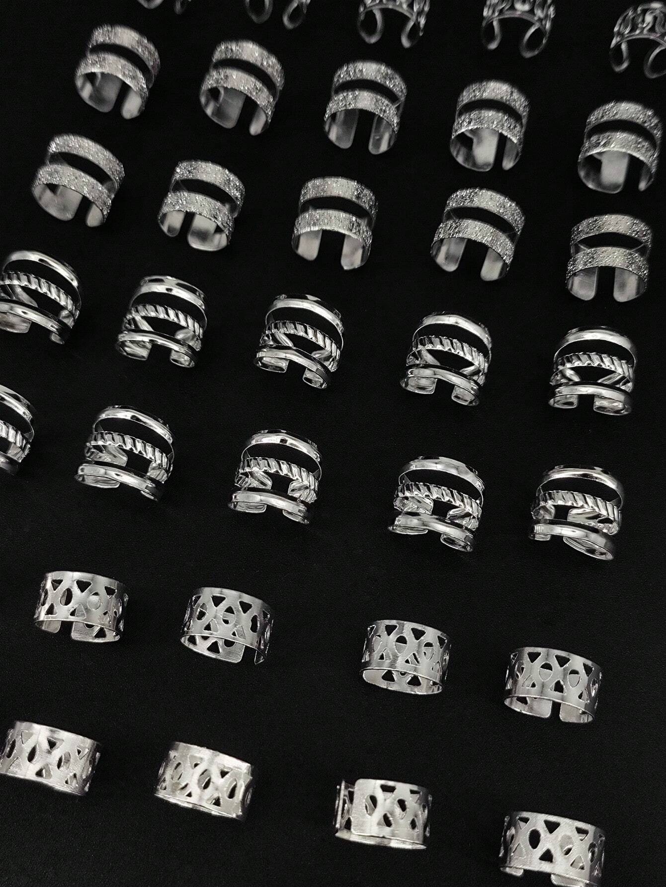40 Sølv Metal Hårringe - Hårperler