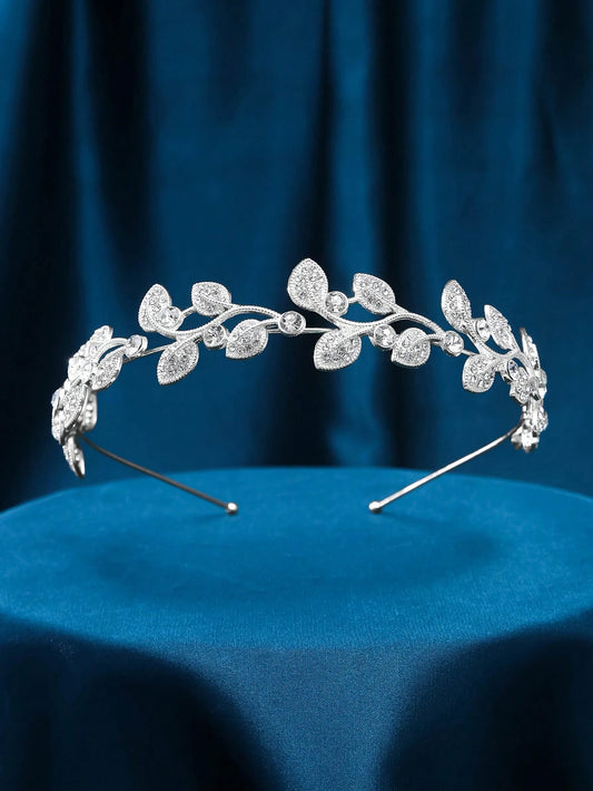 HÄrbÞjle (Diadem) med SÞlv Blade & Krystalperler