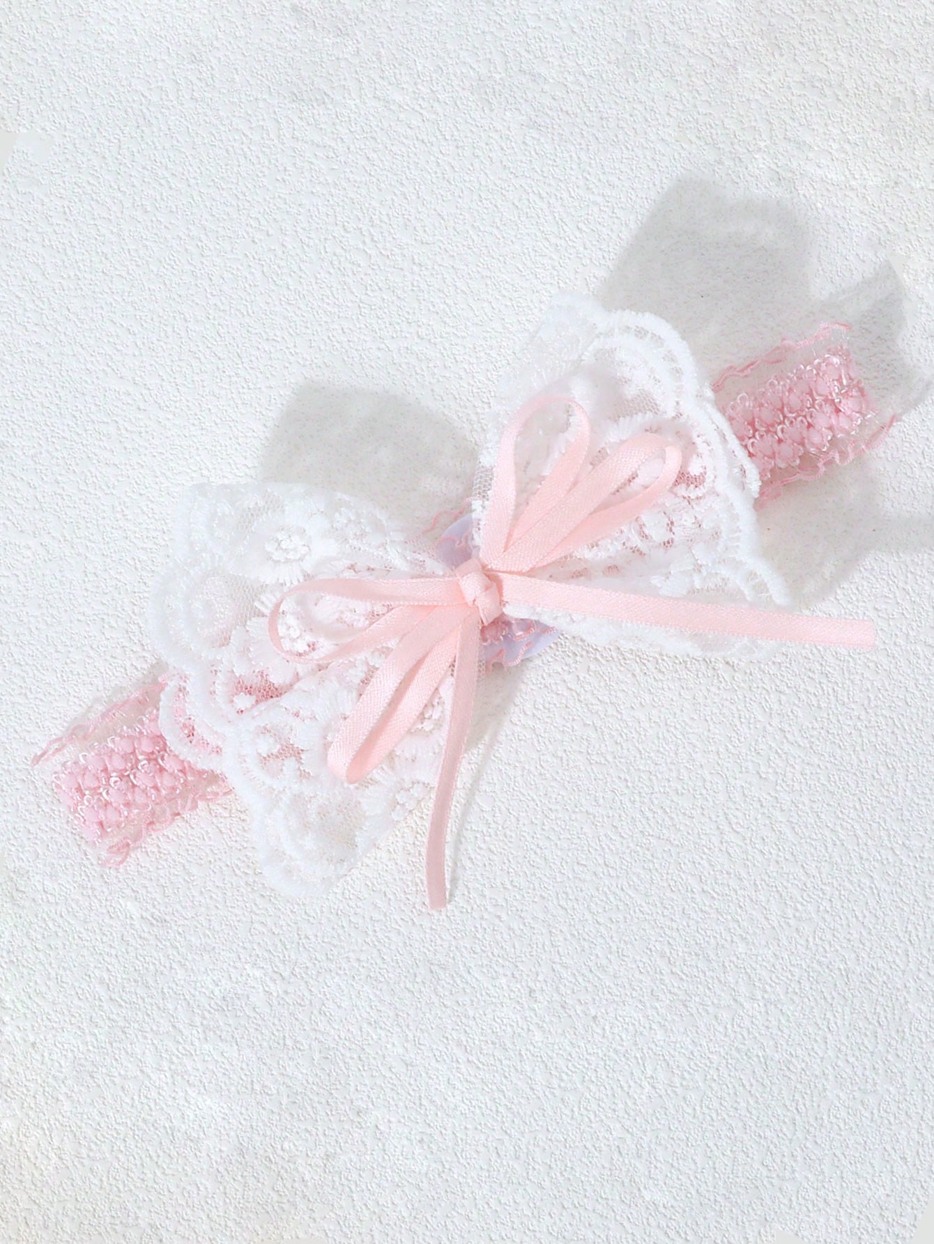 Baby Hårbånd med Blonde Sløjfe - i Hvid & Lyserød