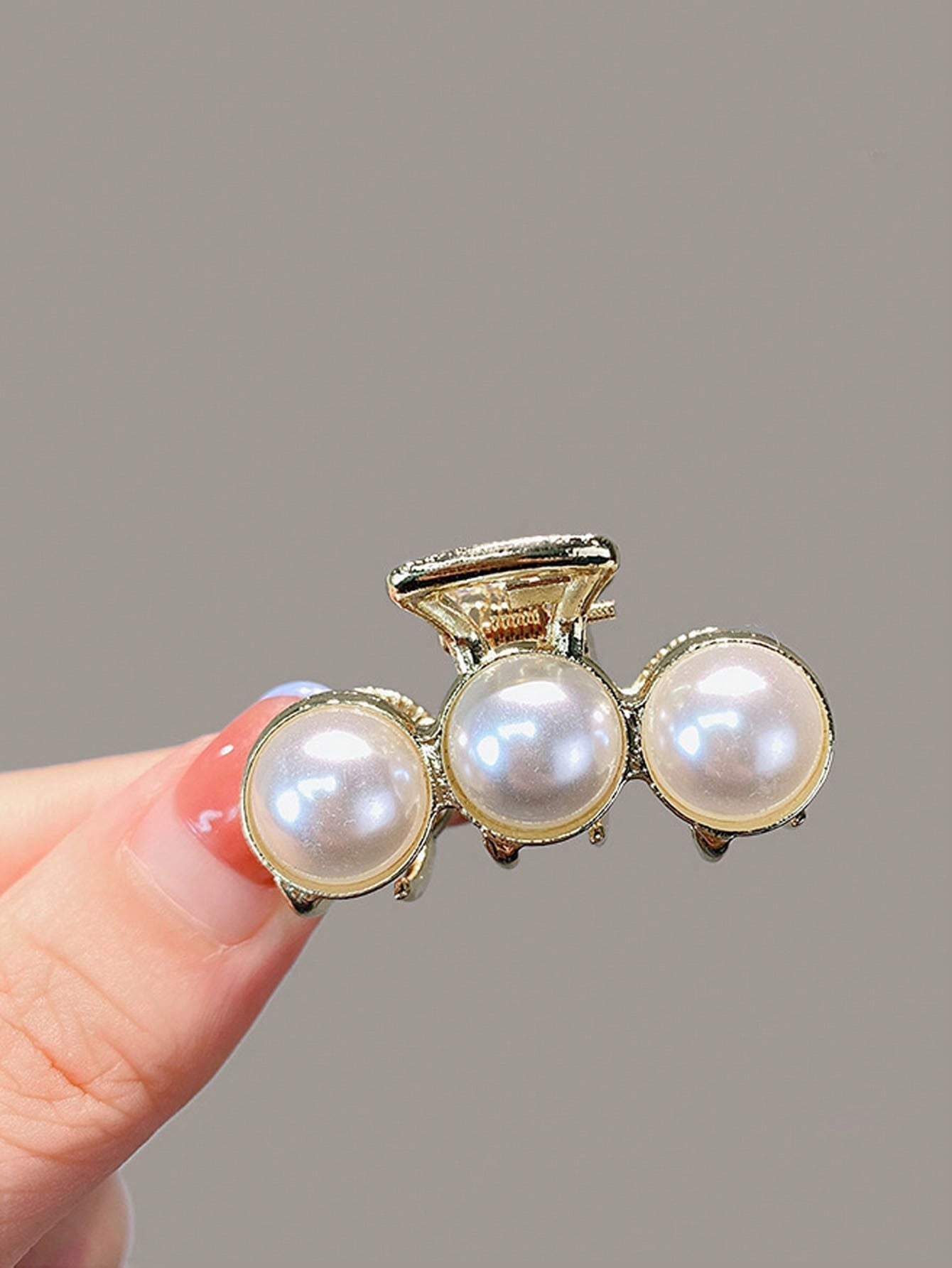 Lille Gylden Hårklemme med Perler (Mini Størrelse)