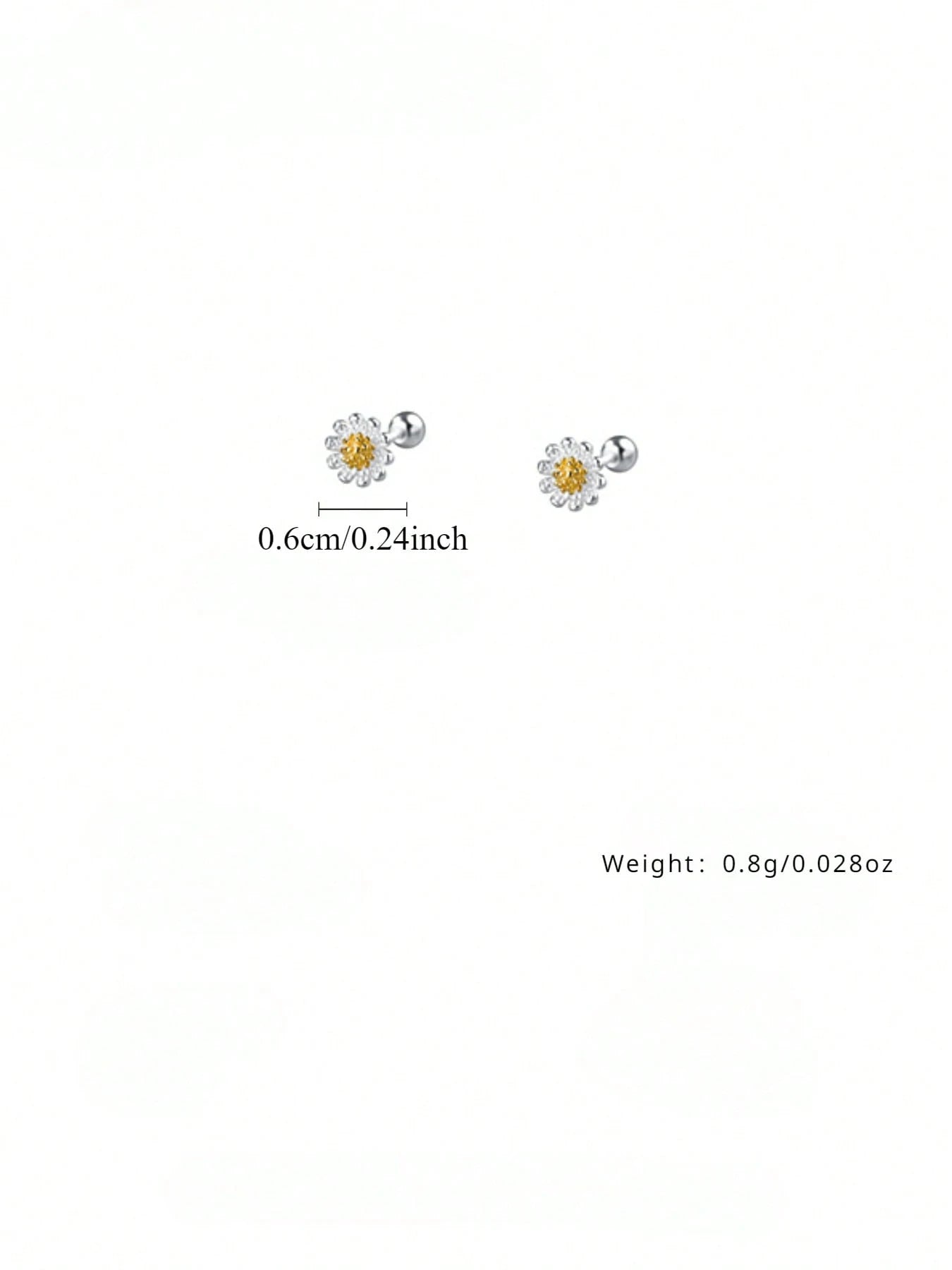 Små Sølv Øreringe med Marguerit (Daisy) Blomster