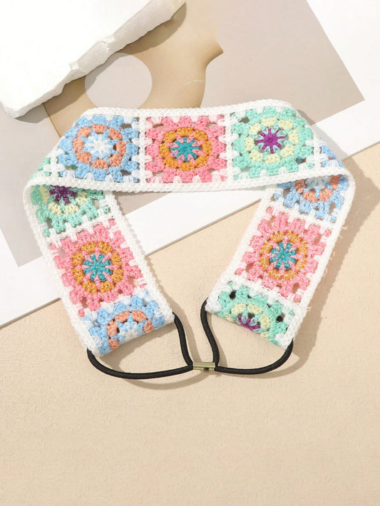 Hæklet Hårbånd med Mønster i Fine Farver